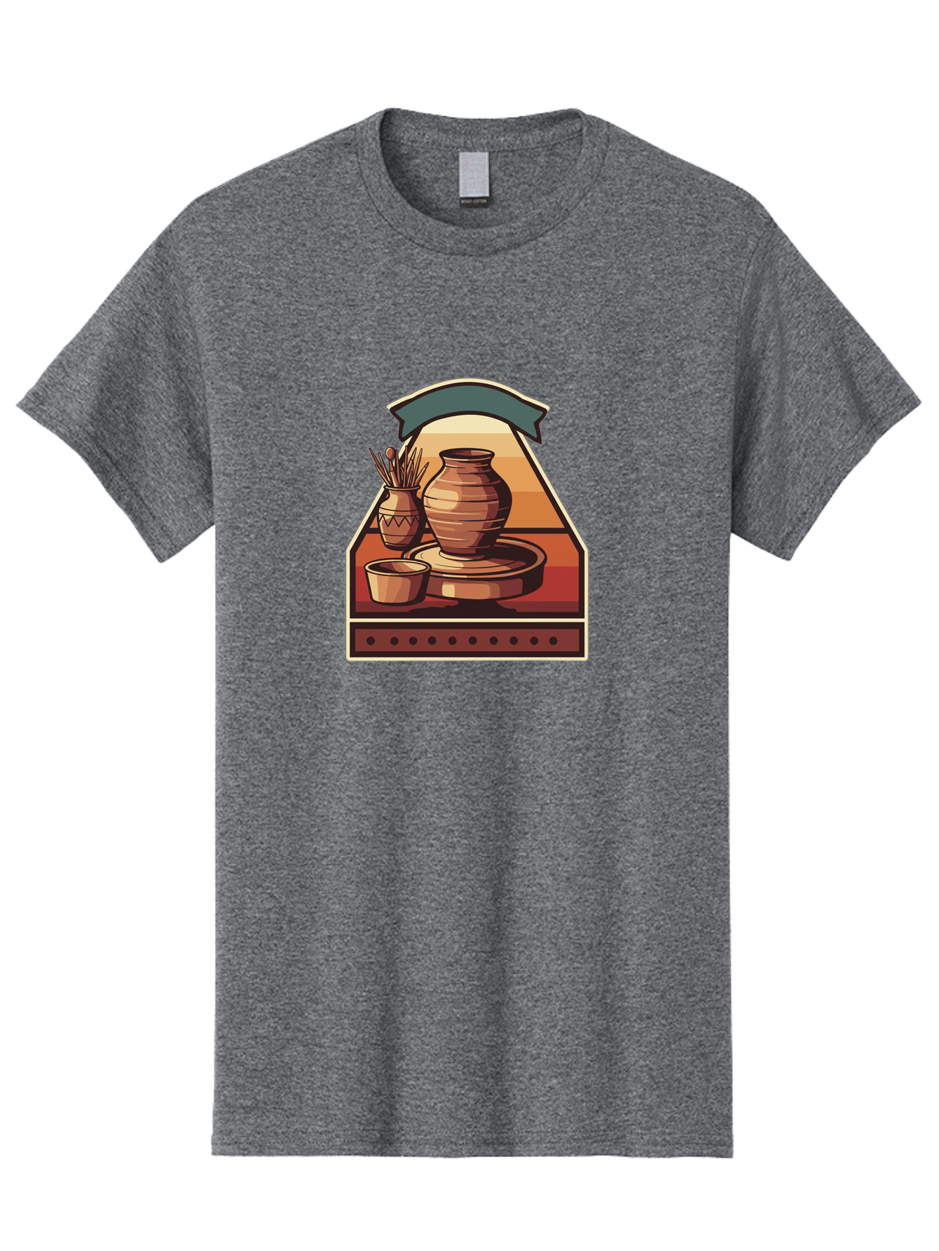 Potter-S-Wheel-4 Men'S Graphic Tee, 100% Cotton, Comfortable Casual Summer Wear, Machine Washable, Potter'S Wheel, Clay Pot, Ceramic Vase, Pottery Tools, Creative Workspace, Artistic Process, Handmade Crafts, Earthy Tones, Traditional Pottery Bab235