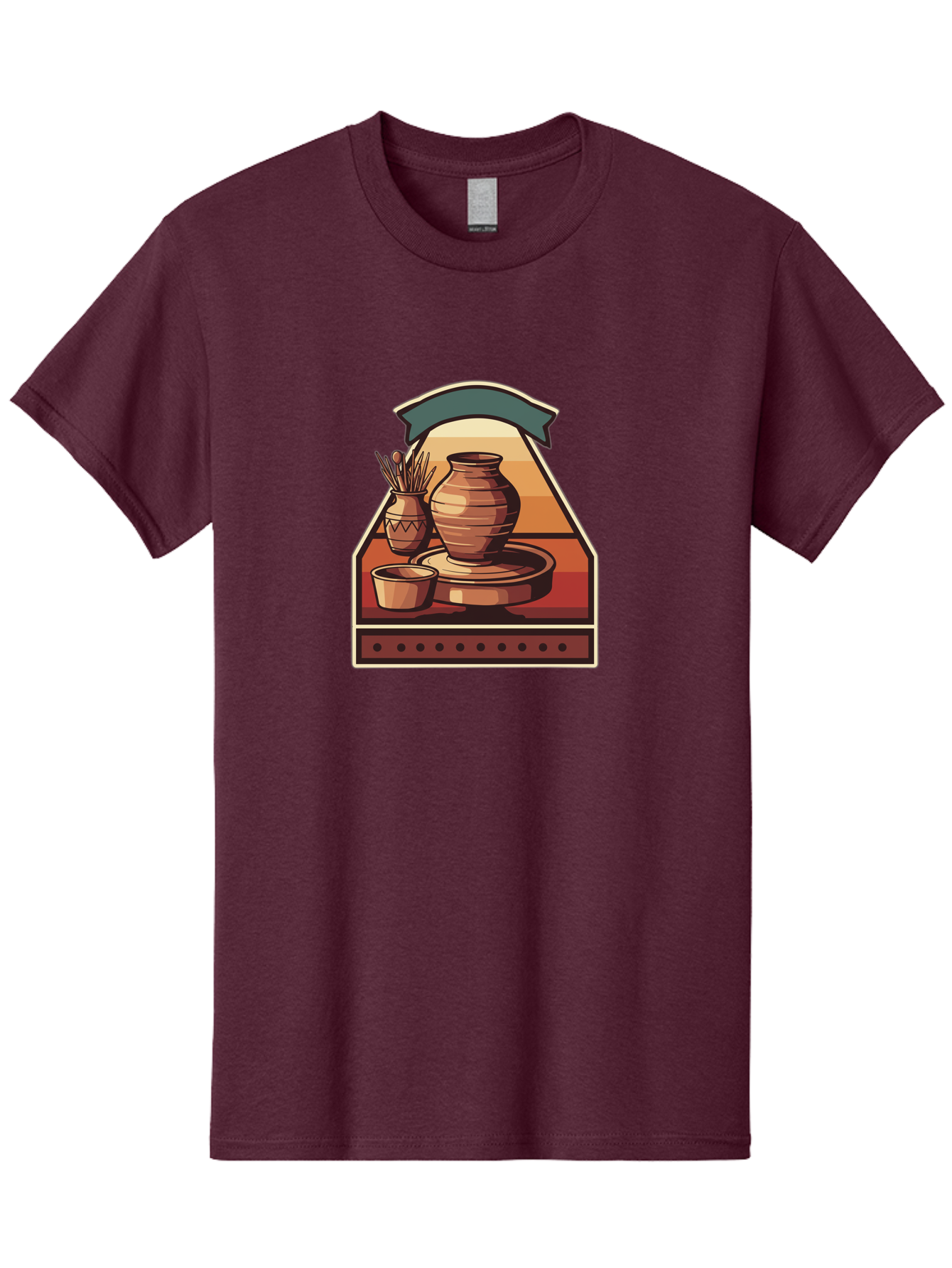 Potter-S-Wheel-4 Men'S Graphic Tee, 100% Cotton, Comfortable Casual Summer Wear, Machine Washable, Potter'S Wheel, Clay Pot, Ceramic Vase, Pottery Tools, Creative Workspace, Artistic Process, Handmade Crafts, Earthy Tones, Traditional Pottery Bab235