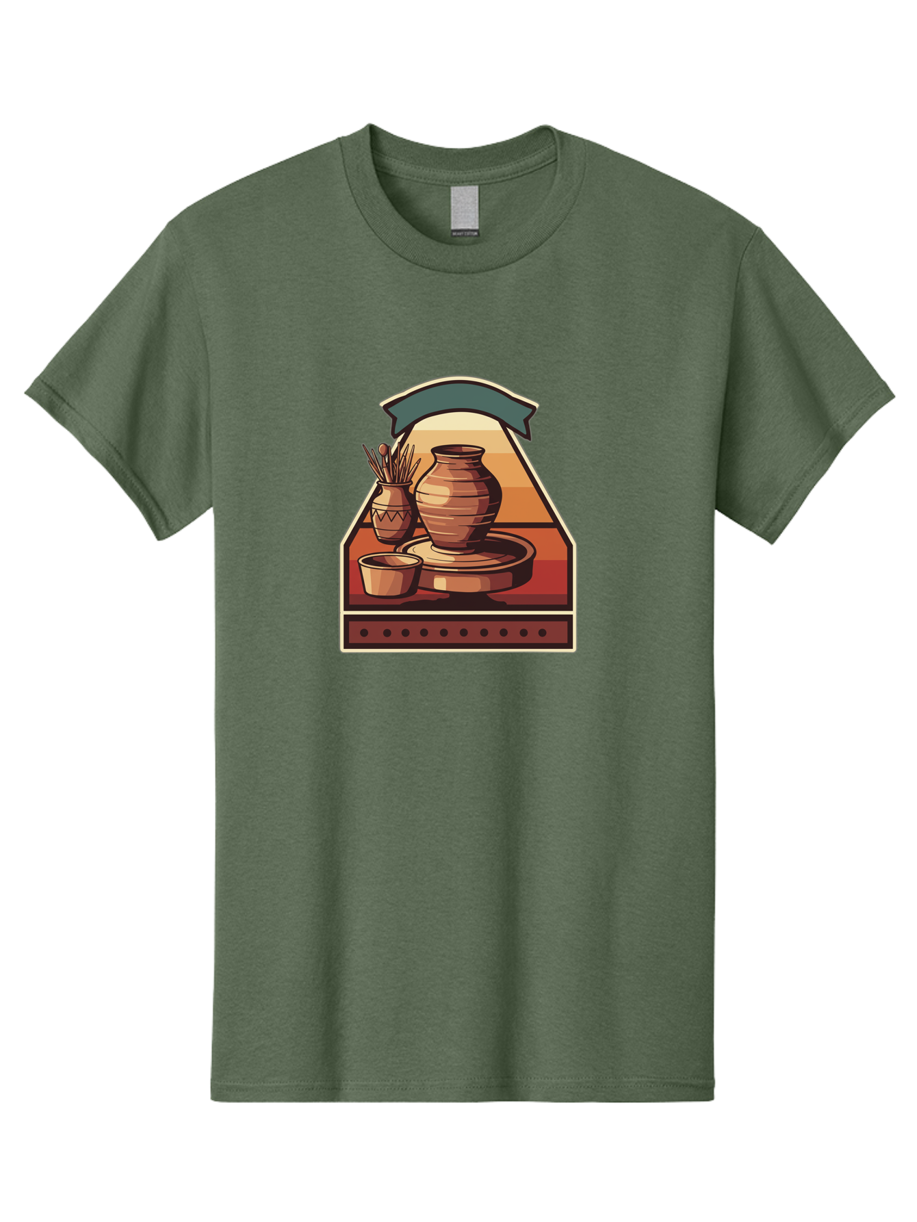 Potter-S-Wheel-4 Men'S Graphic Tee, 100% Cotton, Comfortable Casual Summer Wear, Machine Washable, Potter'S Wheel, Clay Pot, Ceramic Vase, Pottery Tools, Creative Workspace, Artistic Process, Handmade Crafts, Earthy Tones, Traditional Pottery Bab235
