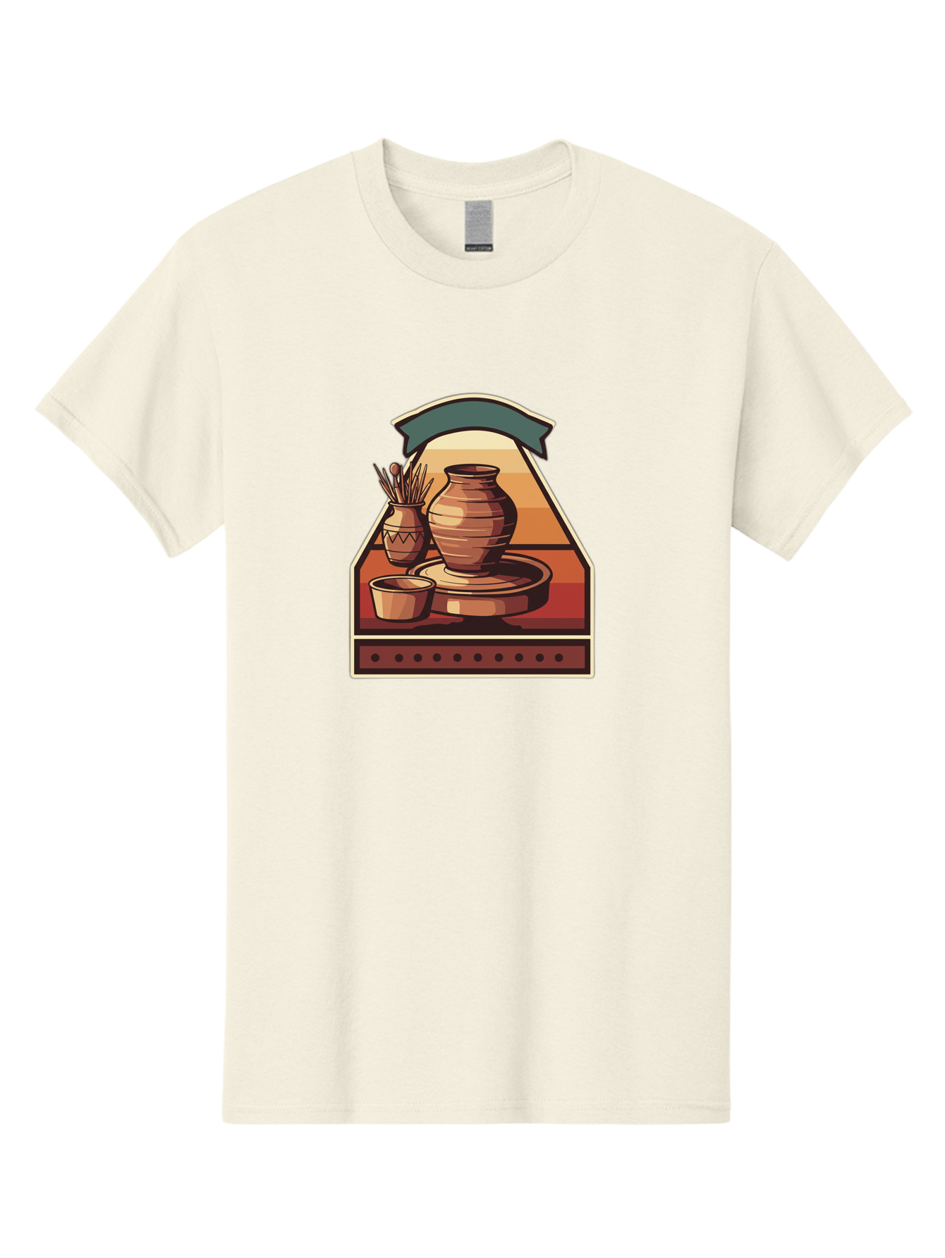 Potter-S-Wheel-4 Men'S Graphic Tee, 100% Cotton, Comfortable Casual Summer Wear, Machine Washable, Potter'S Wheel, Clay Pot, Ceramic Vase, Pottery Tools, Creative Workspace, Artistic Process, Handmade Crafts, Earthy Tones, Traditional Pottery Bab235