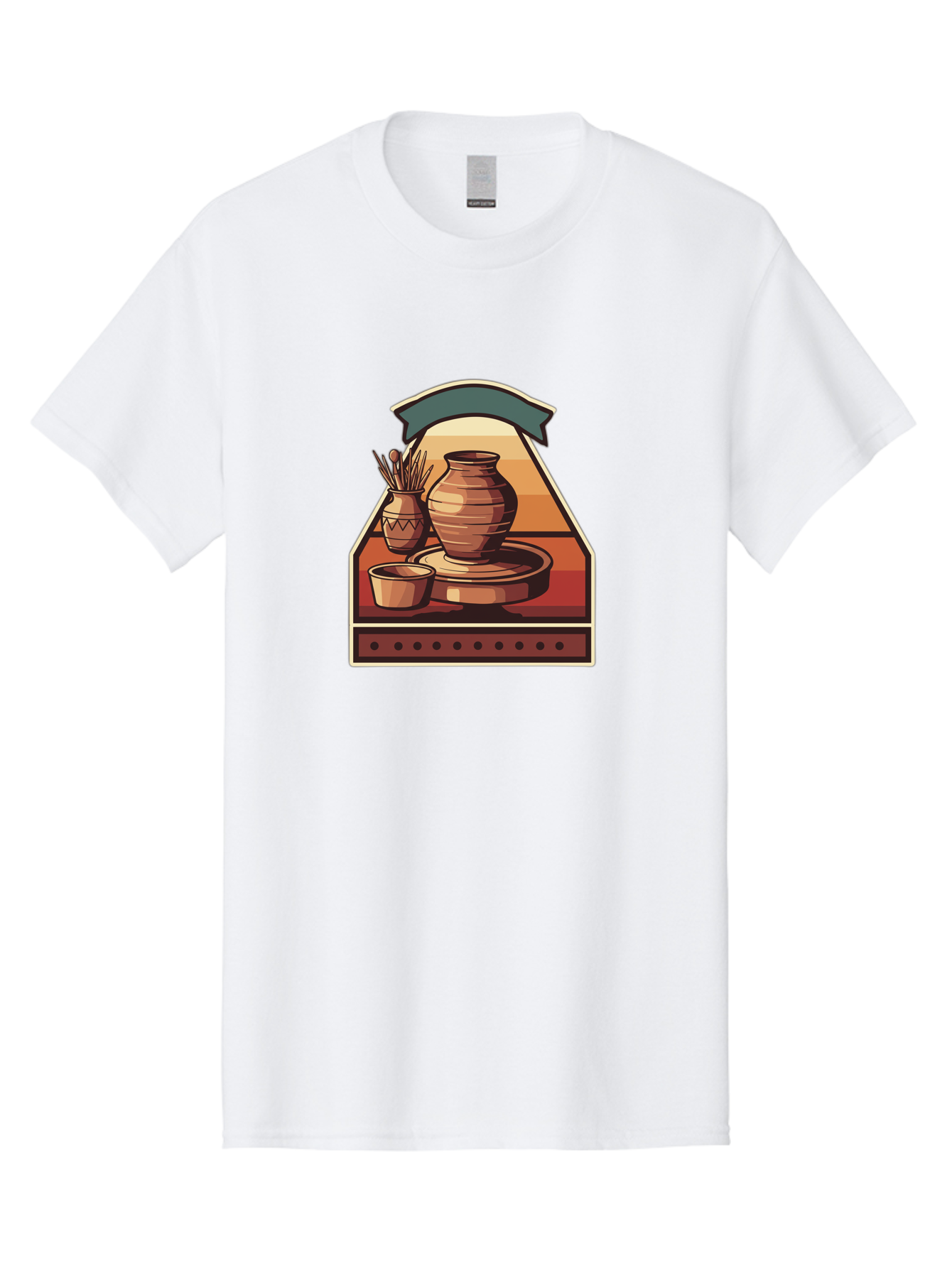Potter-S-Wheel-4 Men'S Graphic Tee, 100% Cotton, Comfortable Casual Summer Wear, Machine Washable, Potter'S Wheel, Clay Pot, Ceramic Vase, Pottery Tools, Creative Workspace, Artistic Process, Handmade Crafts, Earthy Tones, Traditional Pottery Bab235