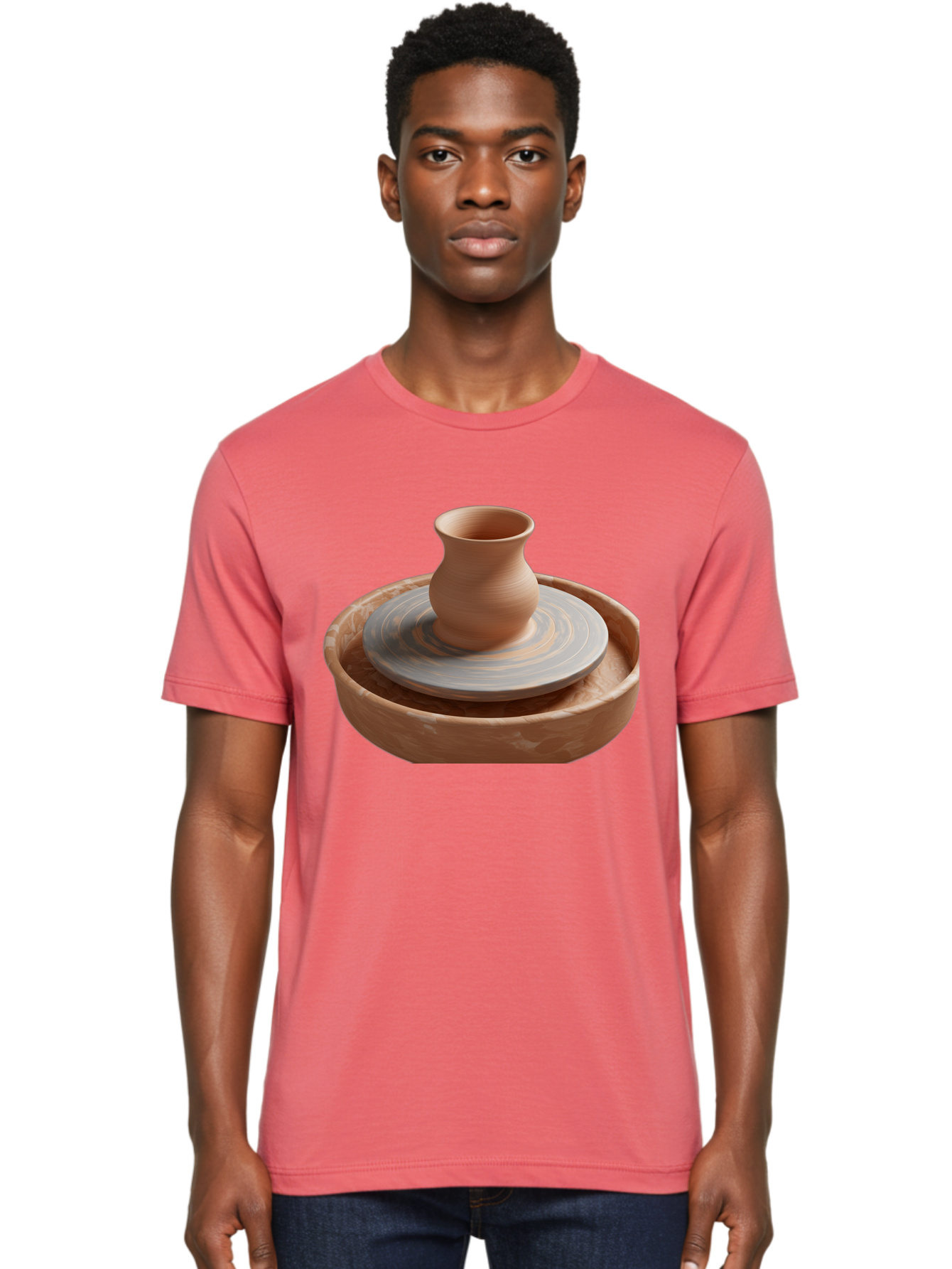 Potter-S-Wheel-5 Men'S Graphic Tee, 100% Cotton, Comfortable Casual Summer Wear, Machine Washable, Potter'S Wheel, Clay Pot, Pottery Making, Ceramics, Handmade, Artisanal, Creative Process, Craft, Pottery Wheel, Clay Vessel Bab236