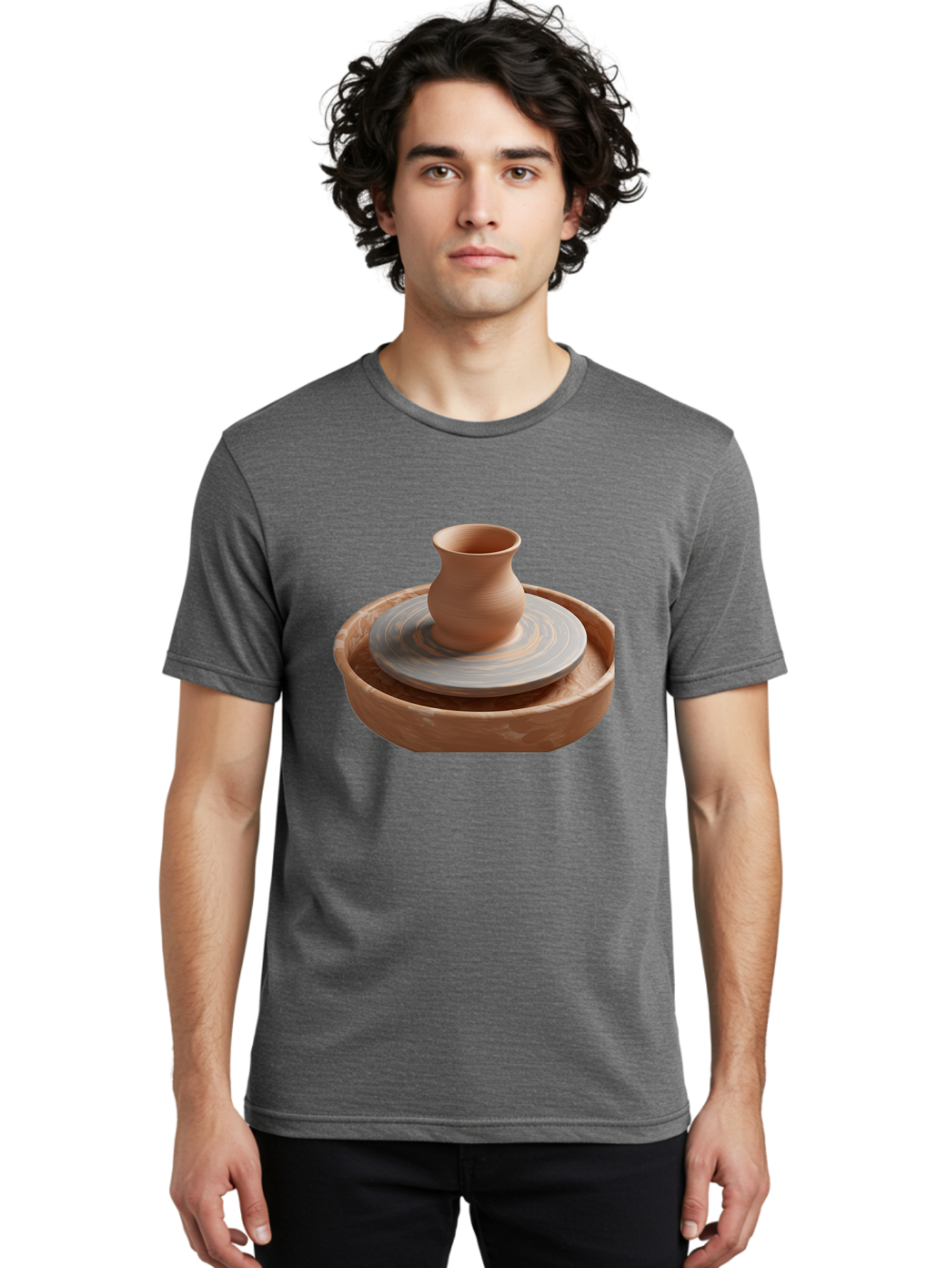 Potter-S-Wheel-5 Men'S Graphic Tee, 100% Cotton, Comfortable Casual Summer Wear, Machine Washable, Potter'S Wheel, Clay Pot, Pottery Making, Ceramics, Handmade, Artisanal, Creative Process, Craft, Pottery Wheel, Clay Vessel Bab236