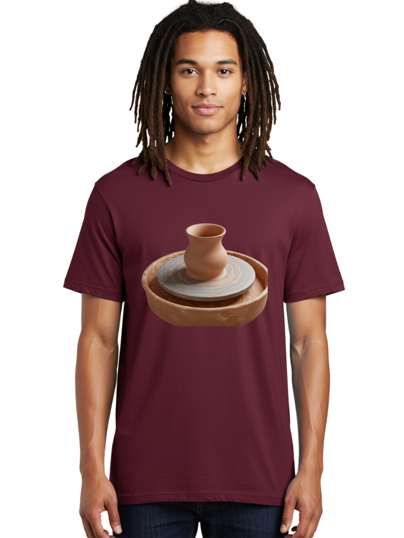 Potter-S-Wheel-5 Men'S Graphic Tee, 100% Cotton, Comfortable Casual Summer Wear, Machine Washable, Potter'S Wheel, Clay Pot, Pottery Making, Ceramics, Handmade, Artisanal, Creative Process, Craft, Pottery Wheel, Clay Vessel Bab236