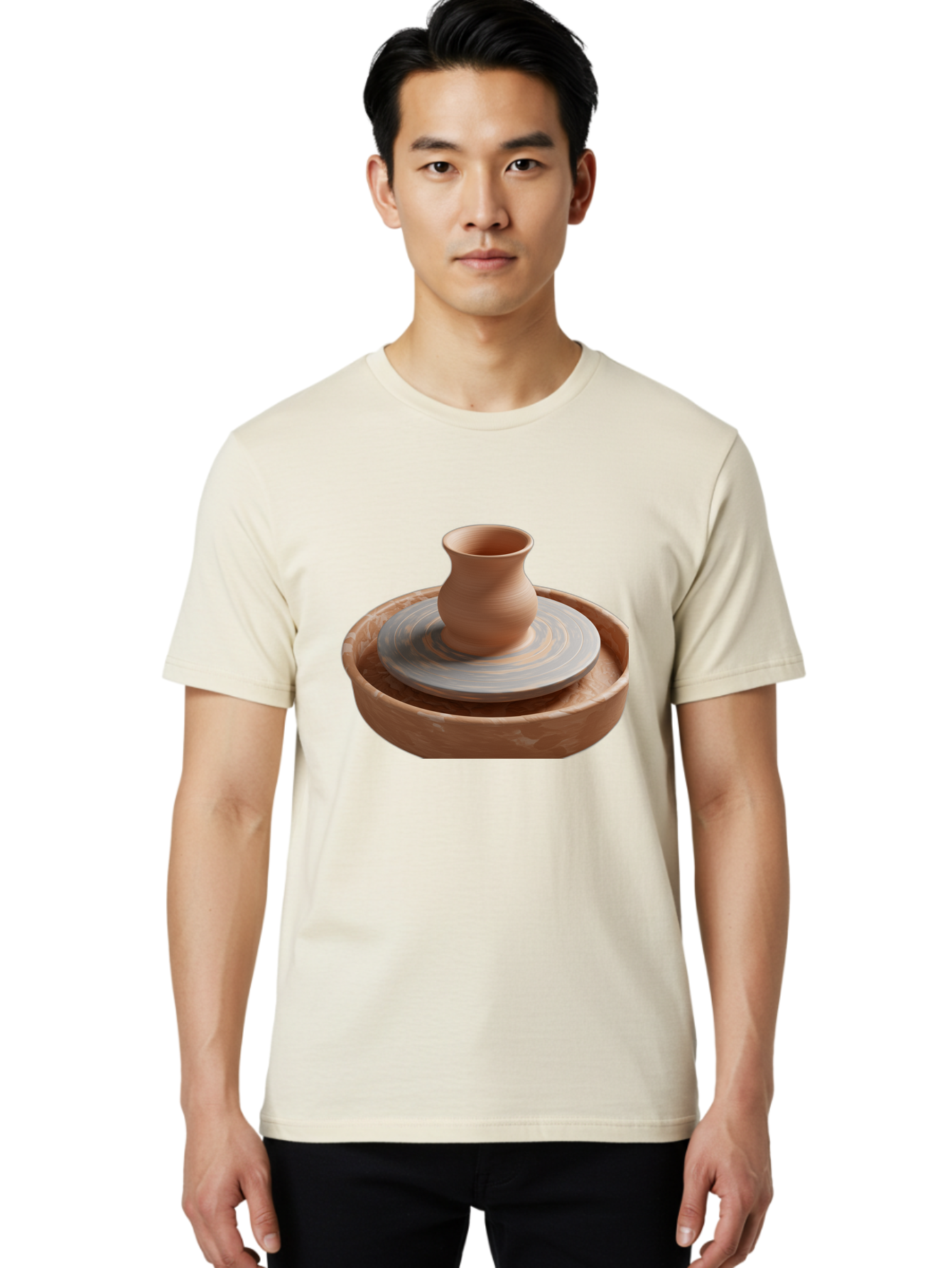 Potter-S-Wheel-5 Men'S Graphic Tee, 100% Cotton, Comfortable Casual Summer Wear, Machine Washable, Potter'S Wheel, Clay Pot, Pottery Making, Ceramics, Handmade, Artisanal, Creative Process, Craft, Pottery Wheel, Clay Vessel Bab236