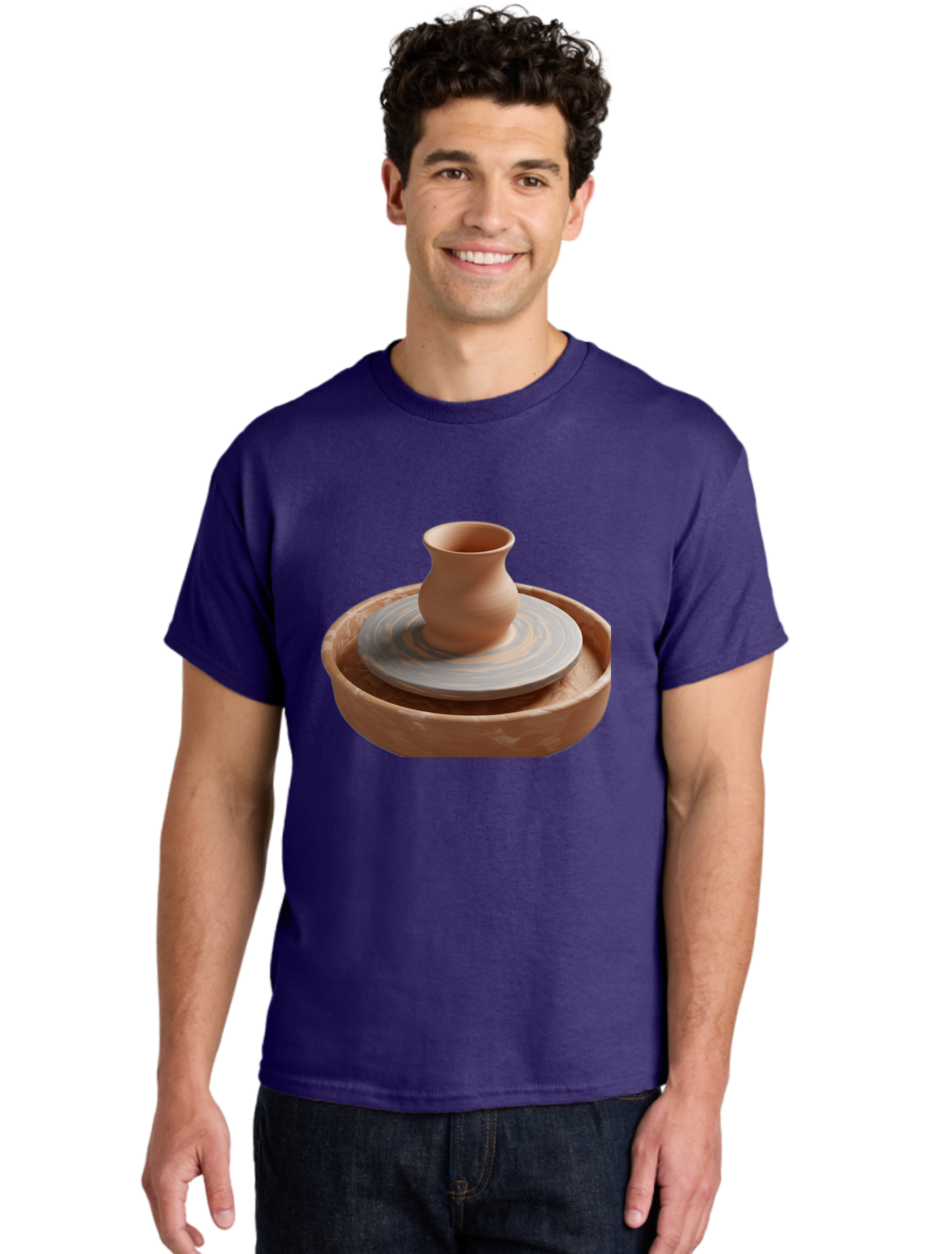 Potter-S-Wheel-5 Men'S Graphic Tee, 100% Cotton, Comfortable Casual Summer Wear, Machine Washable, Potter'S Wheel, Clay Pot, Pottery Making, Ceramics, Handmade, Artisanal, Creative Process, Craft, Pottery Wheel, Clay Vessel Bab236