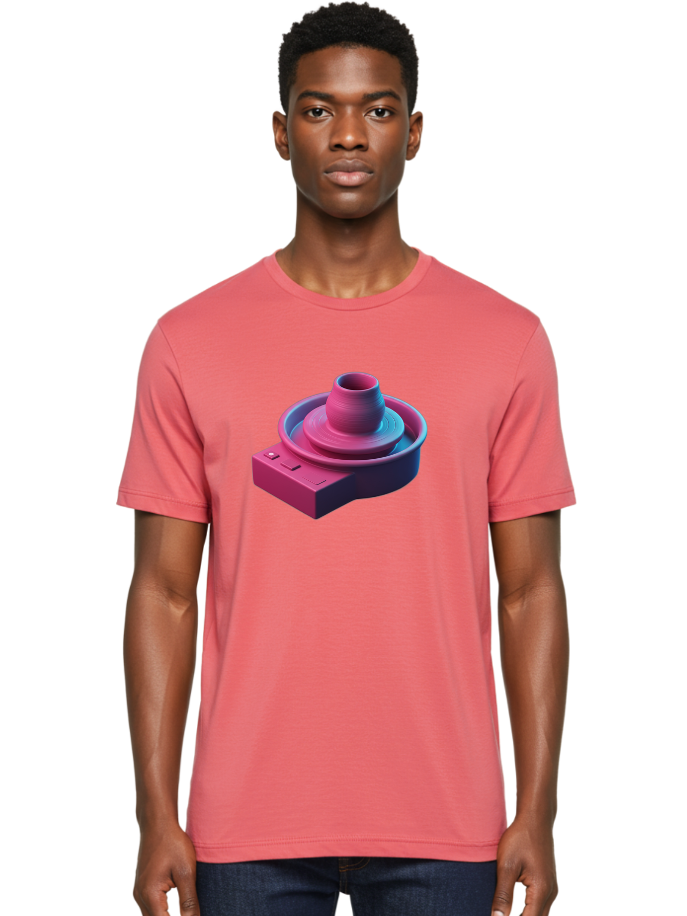 Potter-S-Wheel-6 Men'S Graphic Tee, 100% Cotton, Comfortable Casual Summer Wear, Machine Washable, Potter'S Wheel, Clay Pot, Ceramic Art, Pottery Making, Creative Process, Handmade Crafts, 3D Rendering, Artistic Expression, Studio Equipment Bab237