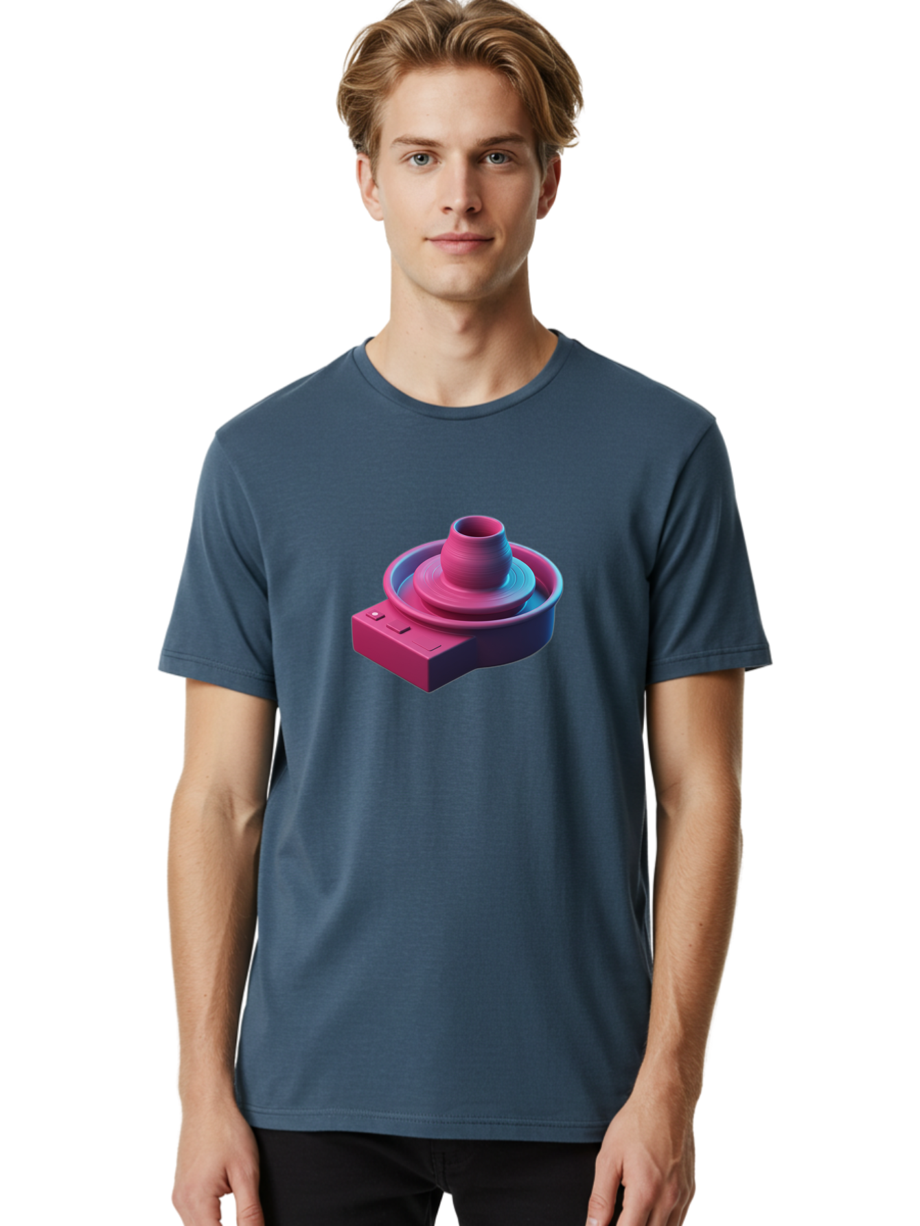Potter-S-Wheel-6 Men'S Graphic Tee, 100% Cotton, Comfortable Casual Summer Wear, Machine Washable, Potter'S Wheel, Clay Pot, Ceramic Art, Pottery Making, Creative Process, Handmade Crafts, 3D Rendering, Artistic Expression, Studio Equipment Bab237
