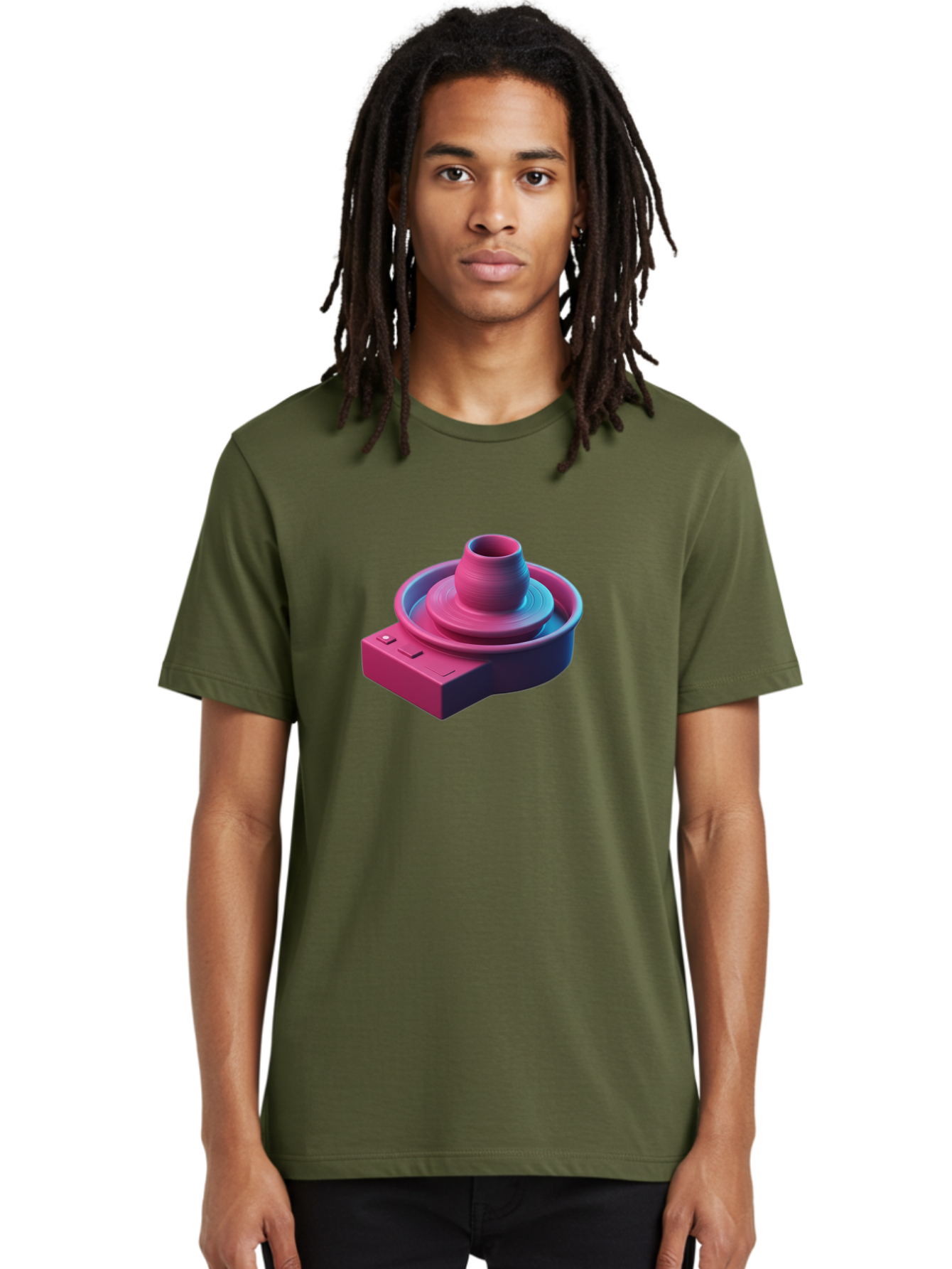 Potter-S-Wheel-6 Men'S Graphic Tee, 100% Cotton, Comfortable Casual Summer Wear, Machine Washable, Potter'S Wheel, Clay Pot, Ceramic Art, Pottery Making, Creative Process, Handmade Crafts, 3D Rendering, Artistic Expression, Studio Equipment Bab237