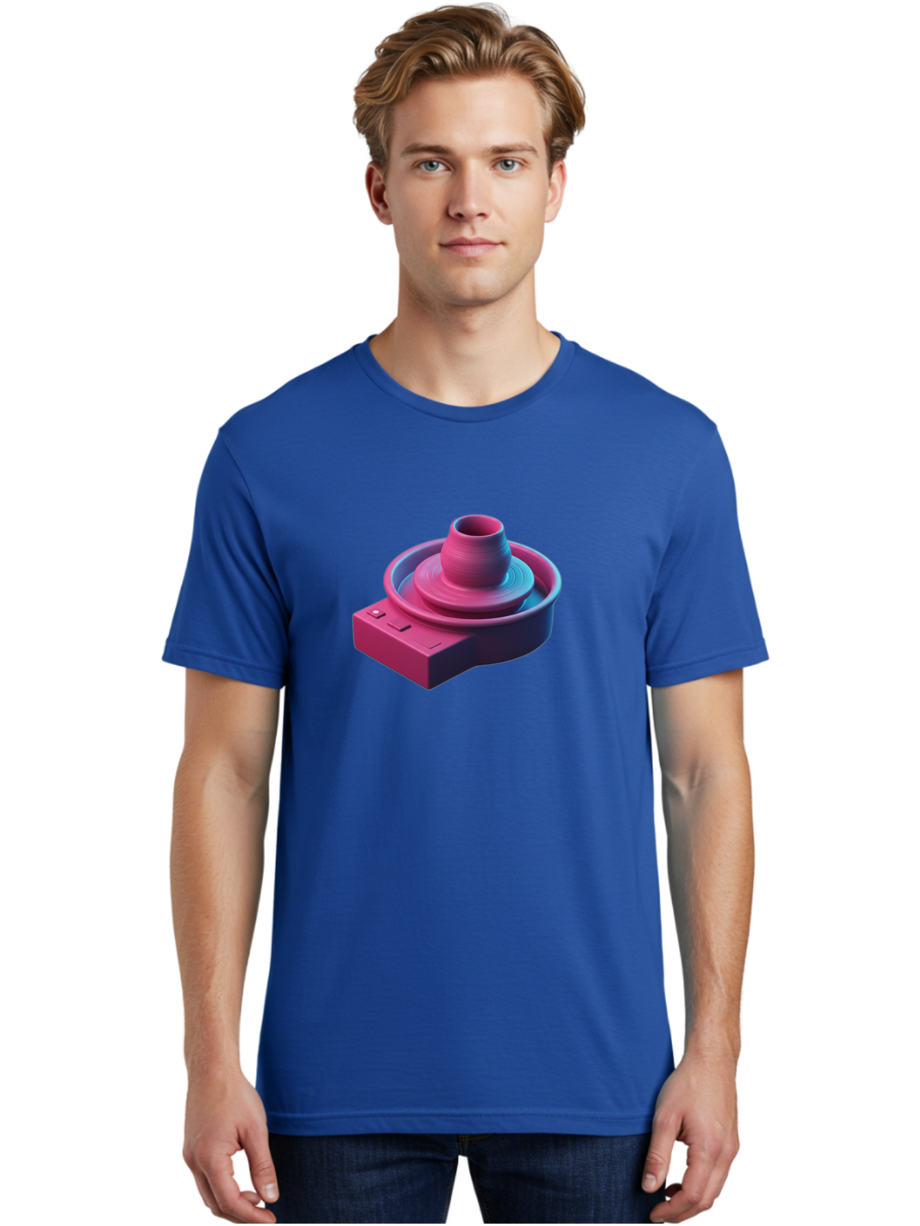 Potter-S-Wheel-6 Men'S Graphic Tee, 100% Cotton, Comfortable Casual Summer Wear, Machine Washable, Potter'S Wheel, Clay Pot, Ceramic Art, Pottery Making, Creative Process, Handmade Crafts, 3D Rendering, Artistic Expression, Studio Equipment Bab237