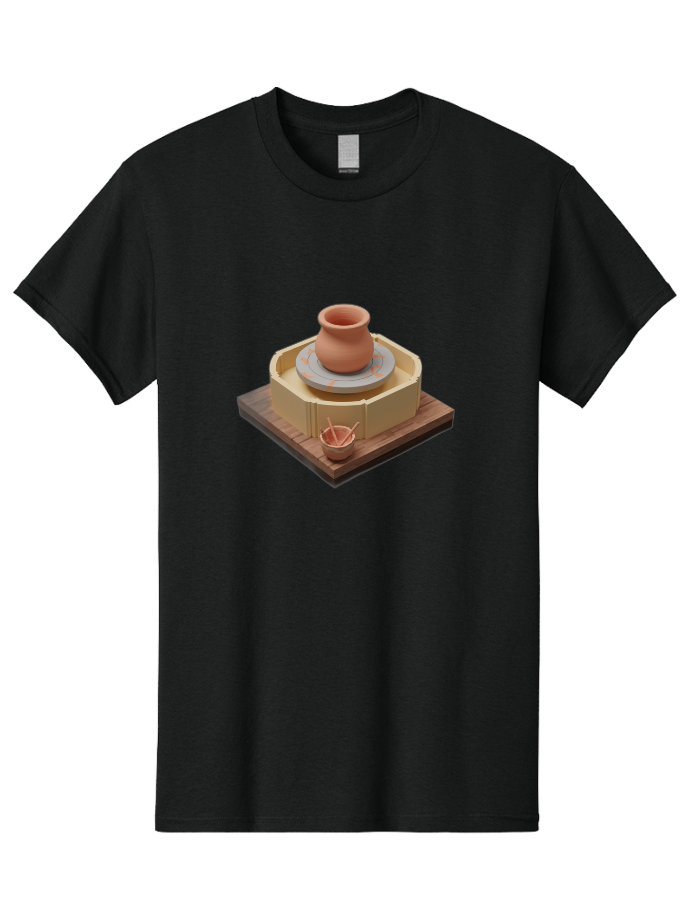Potter-S-Wheel-7 Men'S Graphic Tee, 100% Cotton, Comfortable Casual Summer Wear, Machine Washable, Pottery Wheel, Clay Pot, Ceramics, Handmade, Artisanal, Creative Process, Pottery Tools, Wooden Base, 3D Rendering Bab238