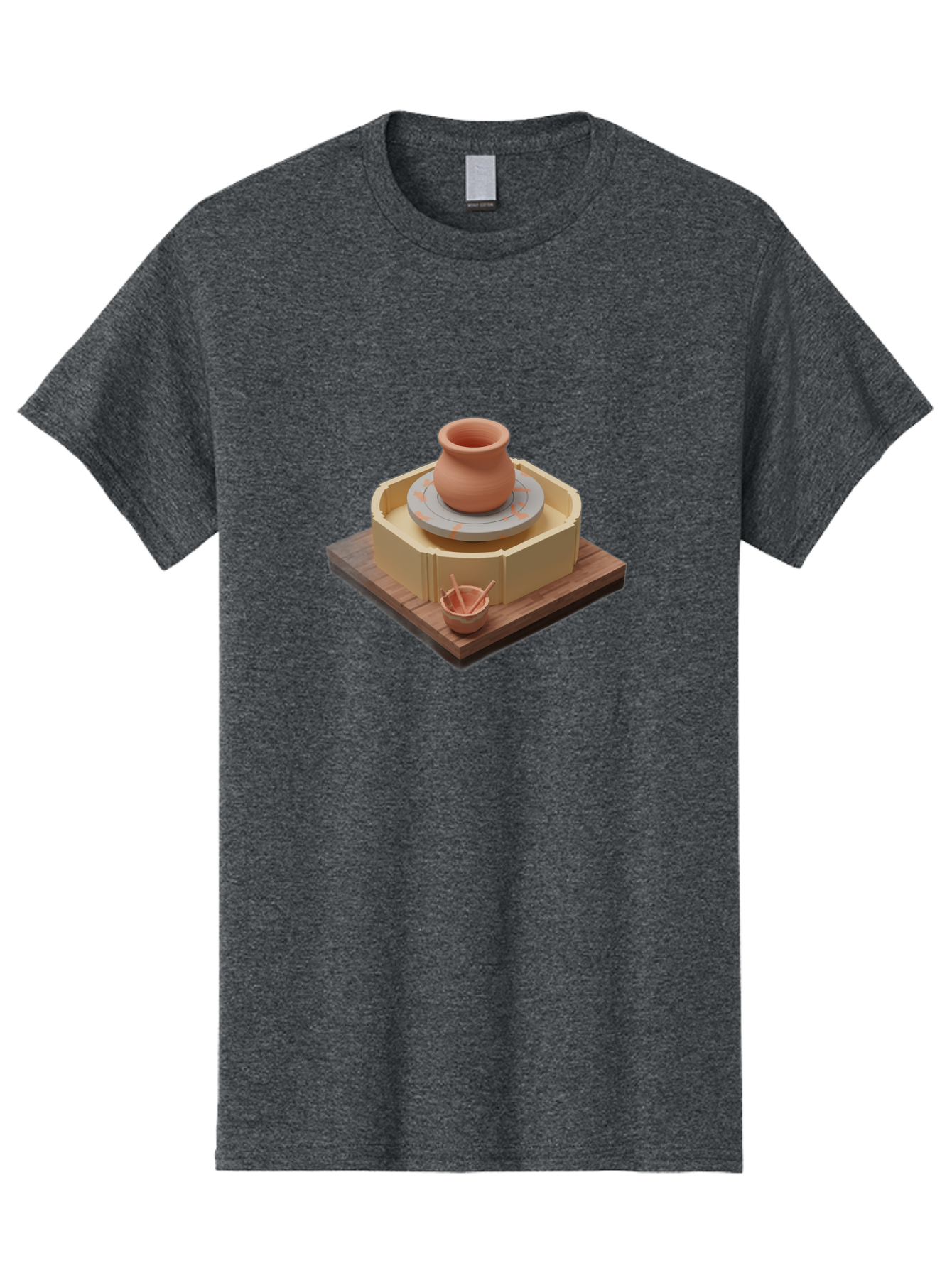 Potter-S-Wheel-7 Men'S Graphic Tee, 100% Cotton, Comfortable Casual Summer Wear, Machine Washable, Pottery Wheel, Clay Pot, Ceramics, Handmade, Artisanal, Creative Process, Pottery Tools, Wooden Base, 3D Rendering Bab238
