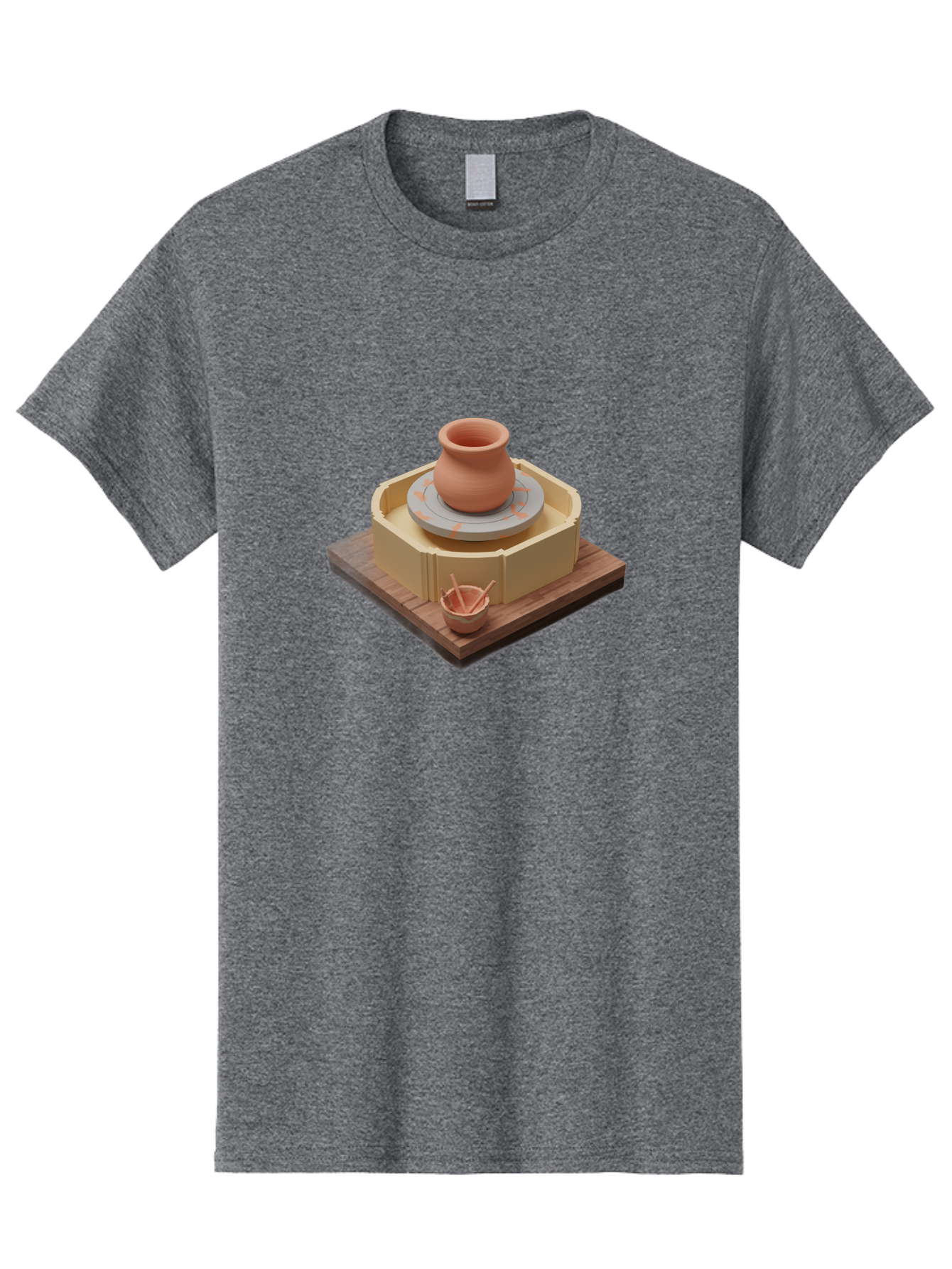 Potter-S-Wheel-7 Men'S Graphic Tee, 100% Cotton, Comfortable Casual Summer Wear, Machine Washable, Pottery Wheel, Clay Pot, Ceramics, Handmade, Artisanal, Creative Process, Pottery Tools, Wooden Base, 3D Rendering Bab238