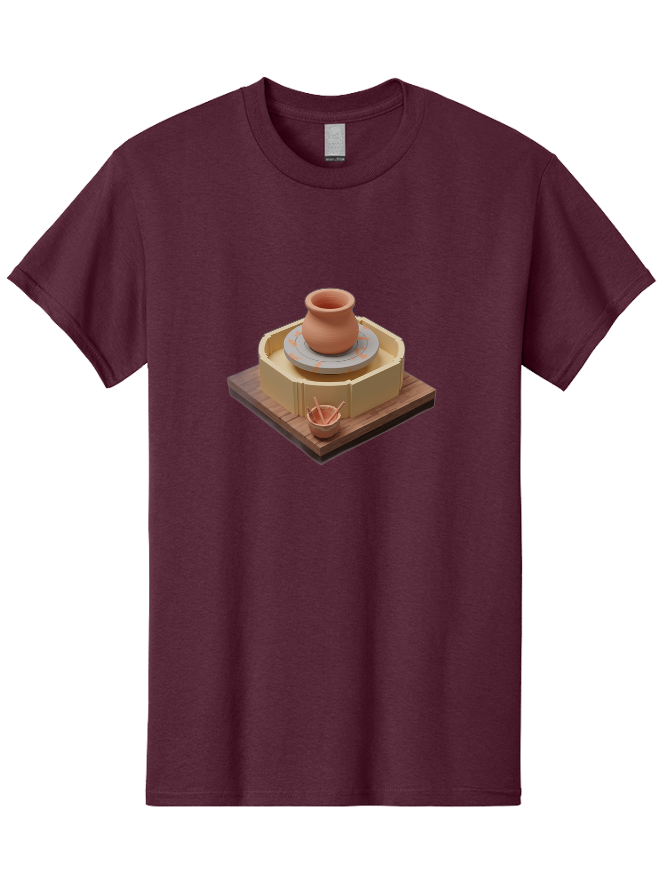 Potter-S-Wheel-7 Men'S Graphic Tee, 100% Cotton, Comfortable Casual Summer Wear, Machine Washable, Pottery Wheel, Clay Pot, Ceramics, Handmade, Artisanal, Creative Process, Pottery Tools, Wooden Base, 3D Rendering Bab238