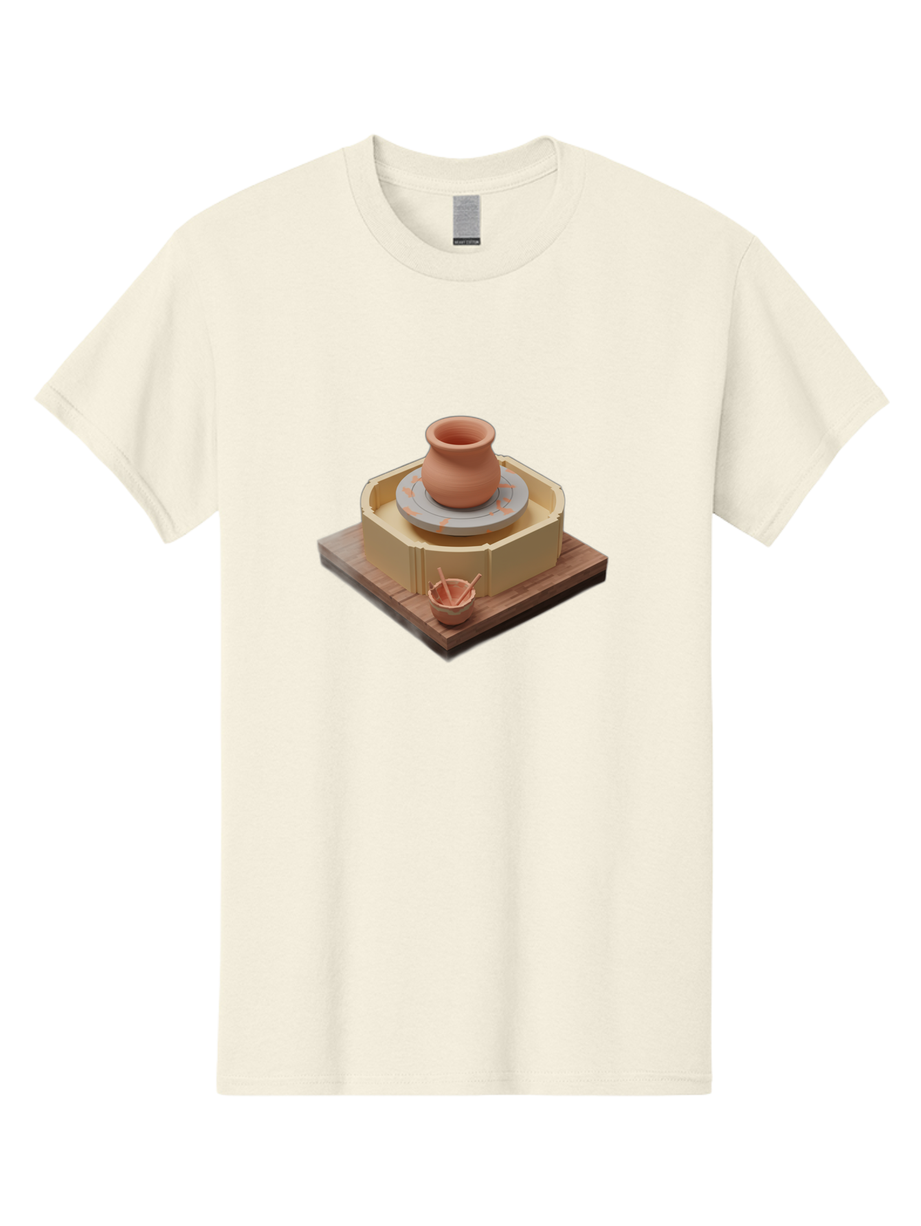 Potter-S-Wheel-7 Men'S Graphic Tee, 100% Cotton, Comfortable Casual Summer Wear, Machine Washable, Pottery Wheel, Clay Pot, Ceramics, Handmade, Artisanal, Creative Process, Pottery Tools, Wooden Base, 3D Rendering Bab238