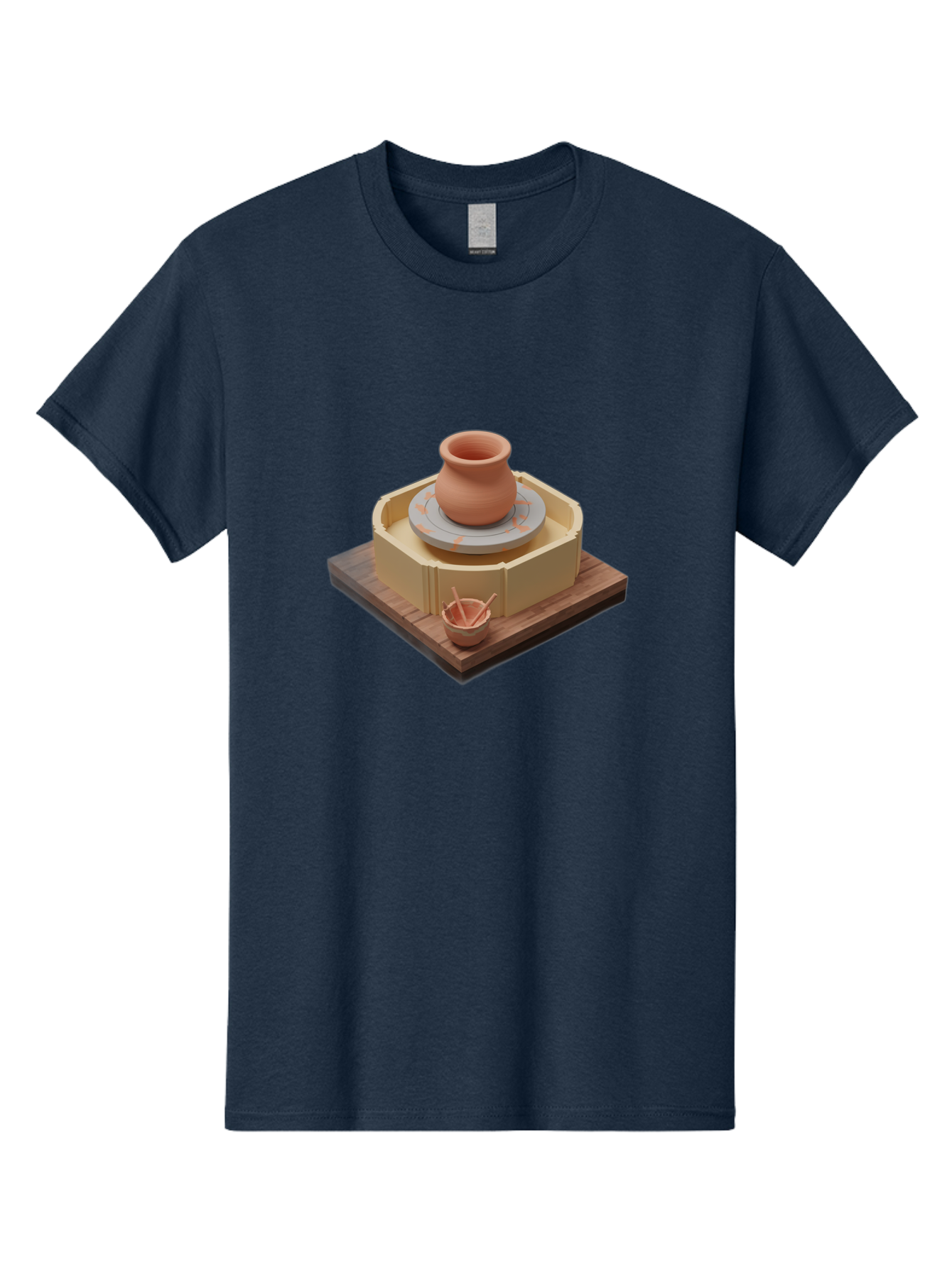 Potter-S-Wheel-7 Men'S Graphic Tee, 100% Cotton, Comfortable Casual Summer Wear, Machine Washable, Pottery Wheel, Clay Pot, Ceramics, Handmade, Artisanal, Creative Process, Pottery Tools, Wooden Base, 3D Rendering Bab238