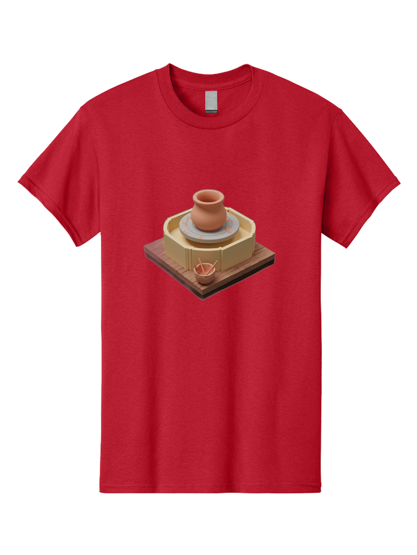 Potter-S-Wheel-7 Men'S Graphic Tee, 100% Cotton, Comfortable Casual Summer Wear, Machine Washable, Pottery Wheel, Clay Pot, Ceramics, Handmade, Artisanal, Creative Process, Pottery Tools, Wooden Base, 3D Rendering Bab238