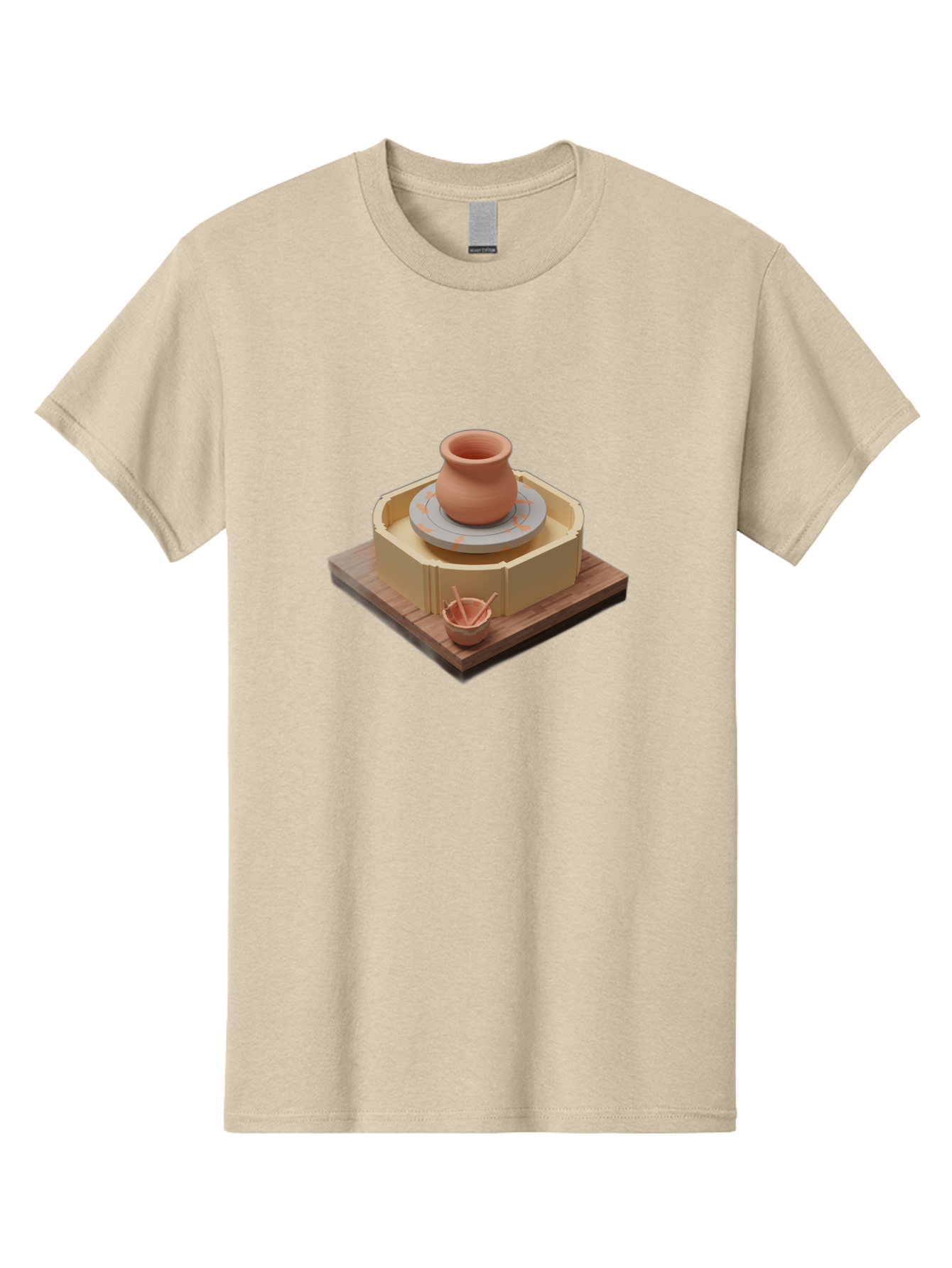 Potter-S-Wheel-7 Men'S Graphic Tee, 100% Cotton, Comfortable Casual Summer Wear, Machine Washable, Pottery Wheel, Clay Pot, Ceramics, Handmade, Artisanal, Creative Process, Pottery Tools, Wooden Base, 3D Rendering Bab238