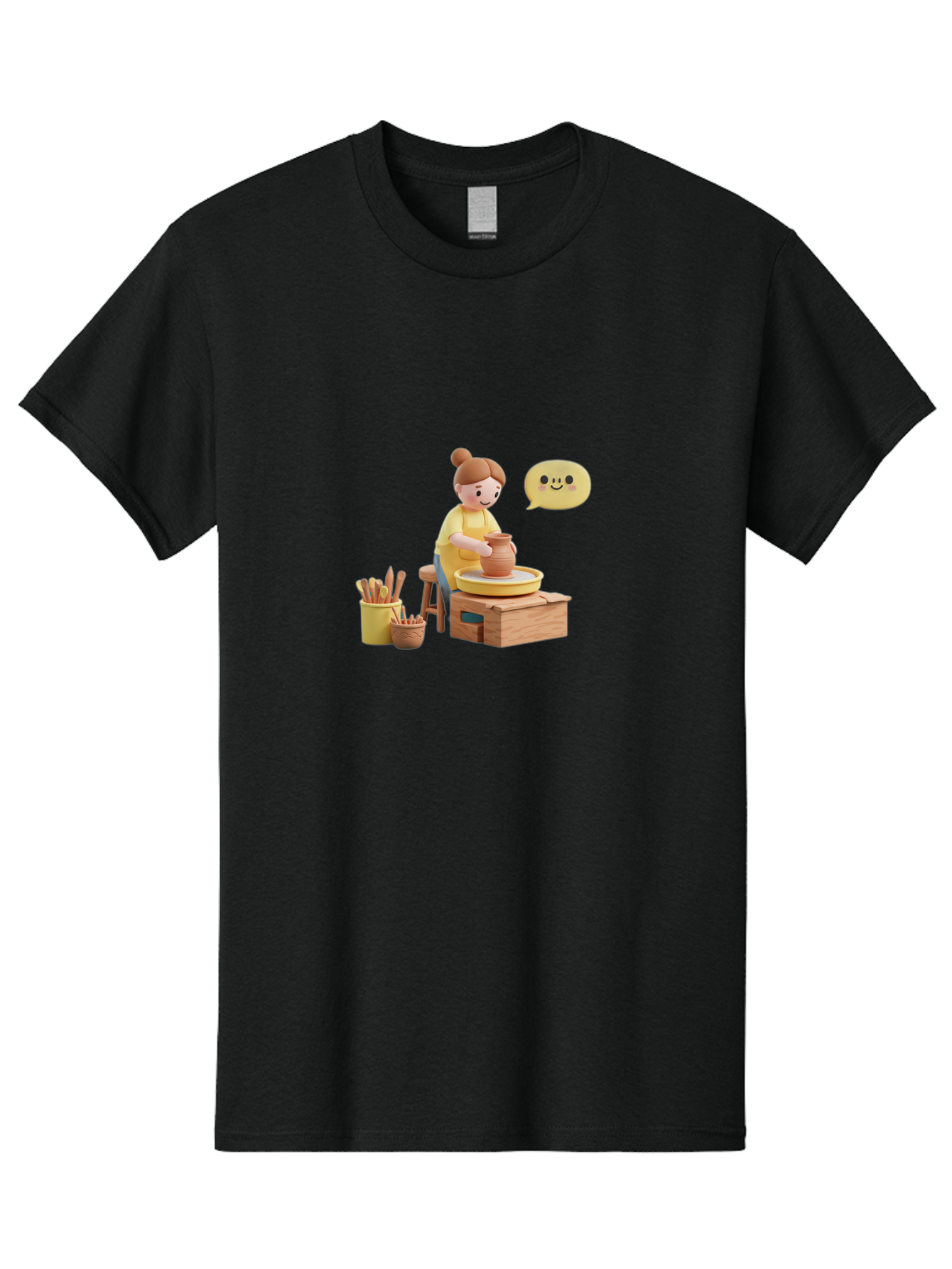 Potter Men'S Graphic Tee, 100% Cotton, Comfortable Casual Summer Wear, Machine Washable, Pottery Making, Ceramic Art, Potter'S Wheel, Creative Process, Pottery Tools, Craftsmanship, Clay Modeling, Happy Face, Creative Expression Bab241