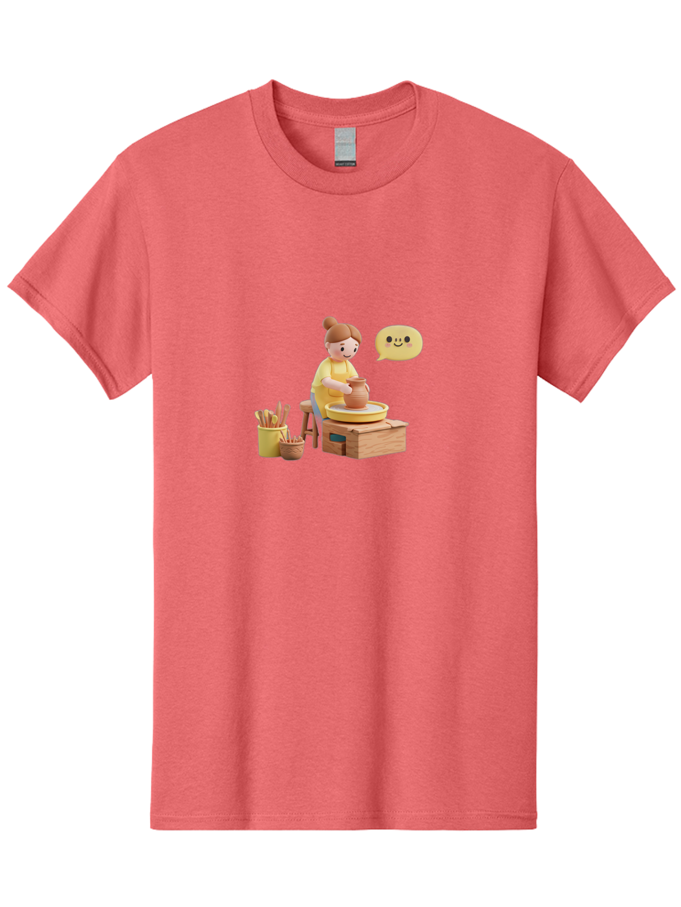 Potter Men'S Graphic Tee, 100% Cotton, Comfortable Casual Summer Wear, Machine Washable, Pottery Making, Ceramic Art, Potter'S Wheel, Creative Process, Pottery Tools, Craftsmanship, Clay Modeling, Happy Face, Creative Expression Bab241