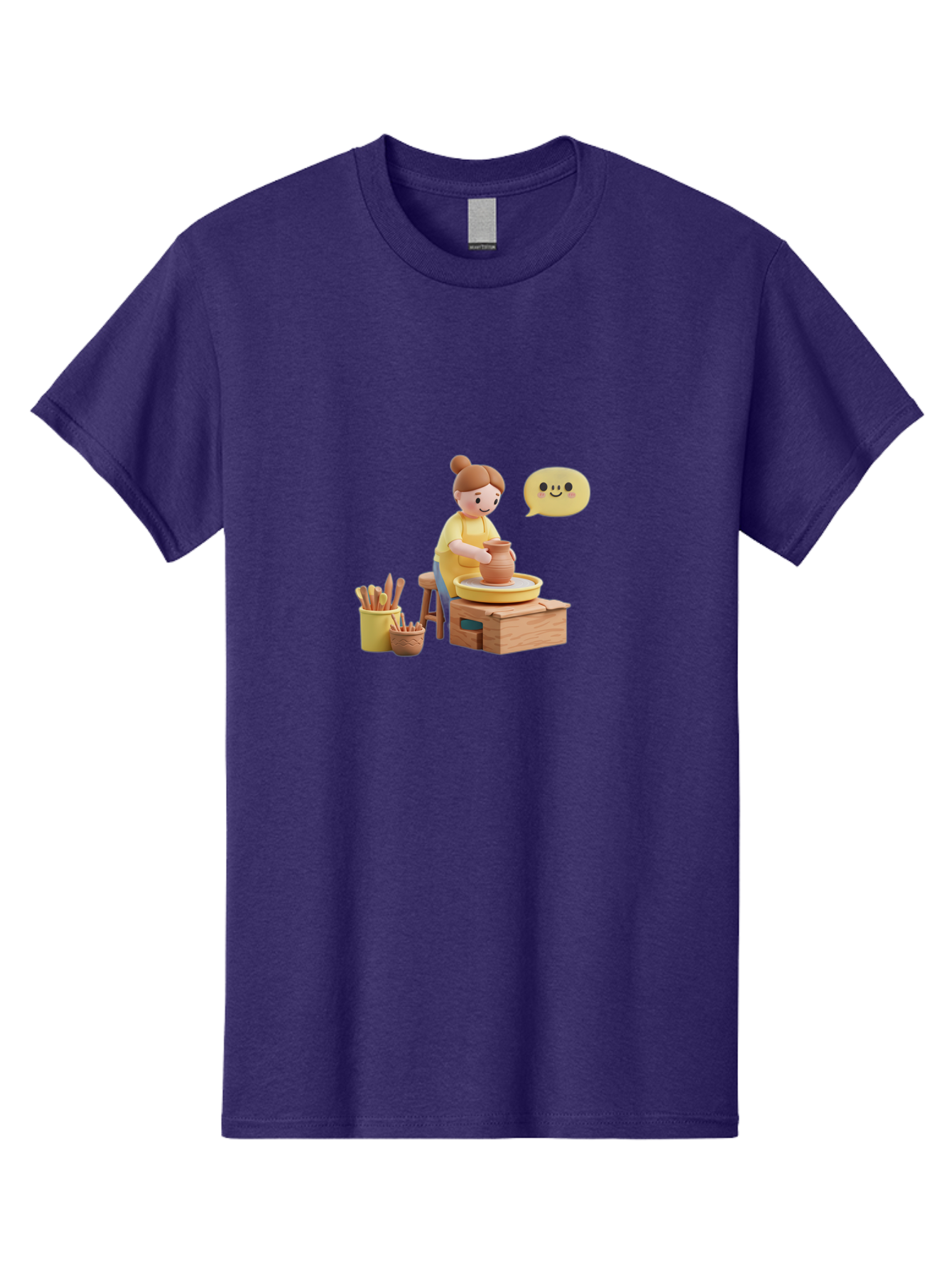 Potter Men'S Graphic Tee, 100% Cotton, Comfortable Casual Summer Wear, Machine Washable, Pottery Making, Ceramic Art, Potter'S Wheel, Creative Process, Pottery Tools, Craftsmanship, Clay Modeling, Happy Face, Creative Expression Bab241