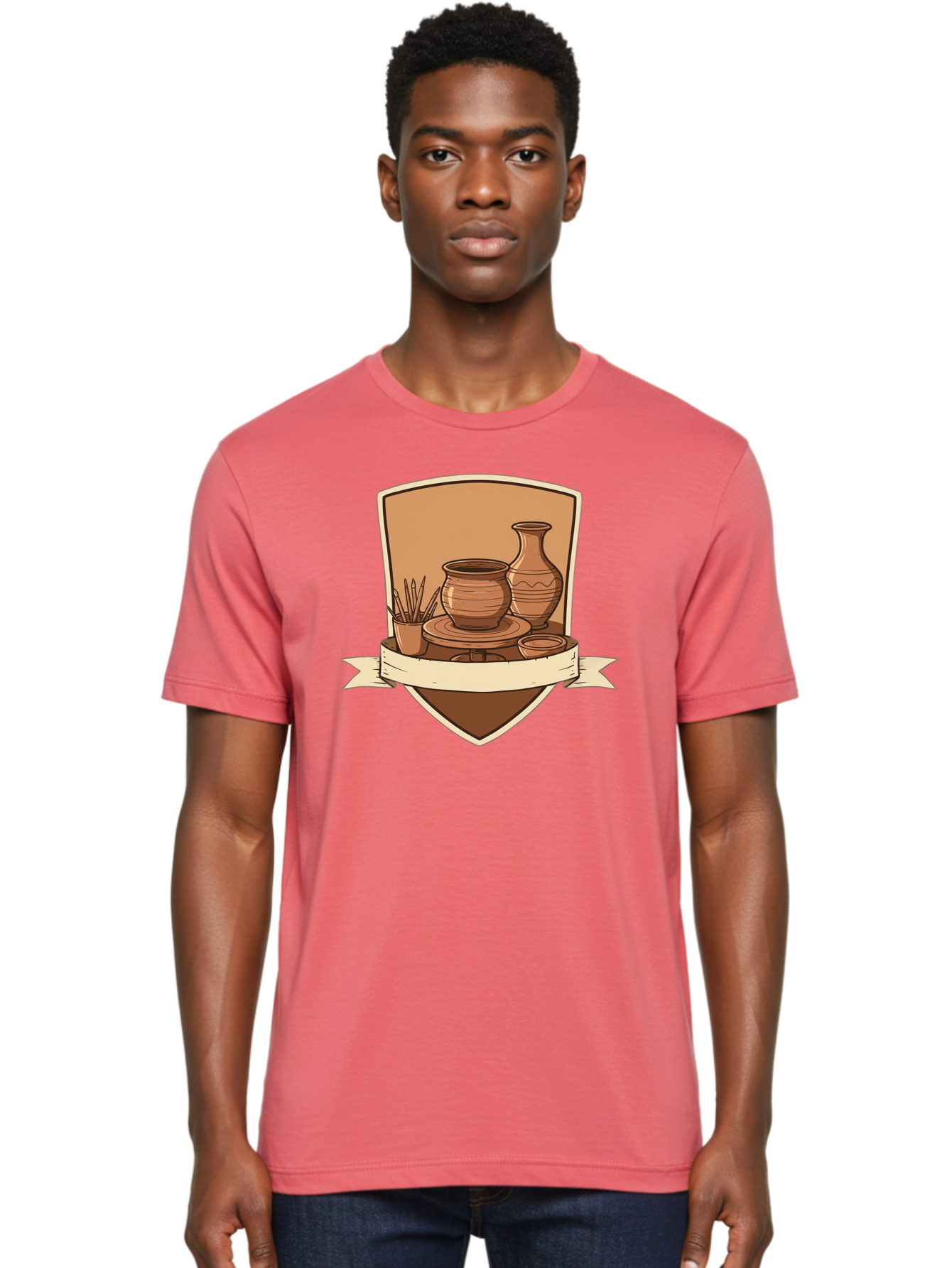 Pottery-1 Men'S Graphic Tee, 100% Cotton, Comfortable Casual Summer Wear, Machine Washable, Pottery, Ceramics, Clay, Handmade, Pottery Wheel, Vase, Pot, Artisanal, Craftsmanship, Earthy Tones, Decorative Art, Creative Expression Bab242