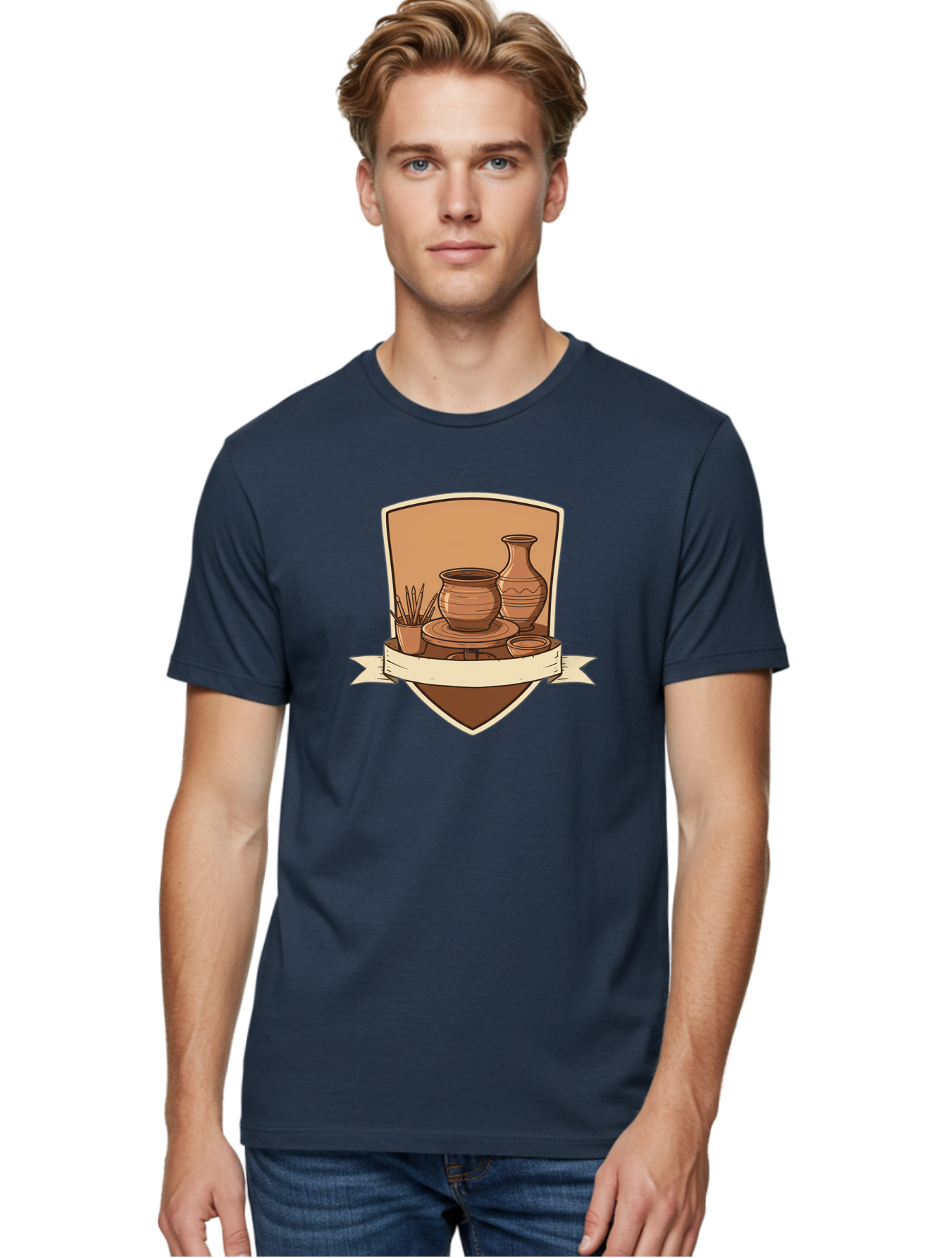 Pottery-1 Men'S Graphic Tee, 100% Cotton, Comfortable Casual Summer Wear, Machine Washable, Pottery, Ceramics, Clay, Handmade, Pottery Wheel, Vase, Pot, Artisanal, Craftsmanship, Earthy Tones, Decorative Art, Creative Expression Bab242