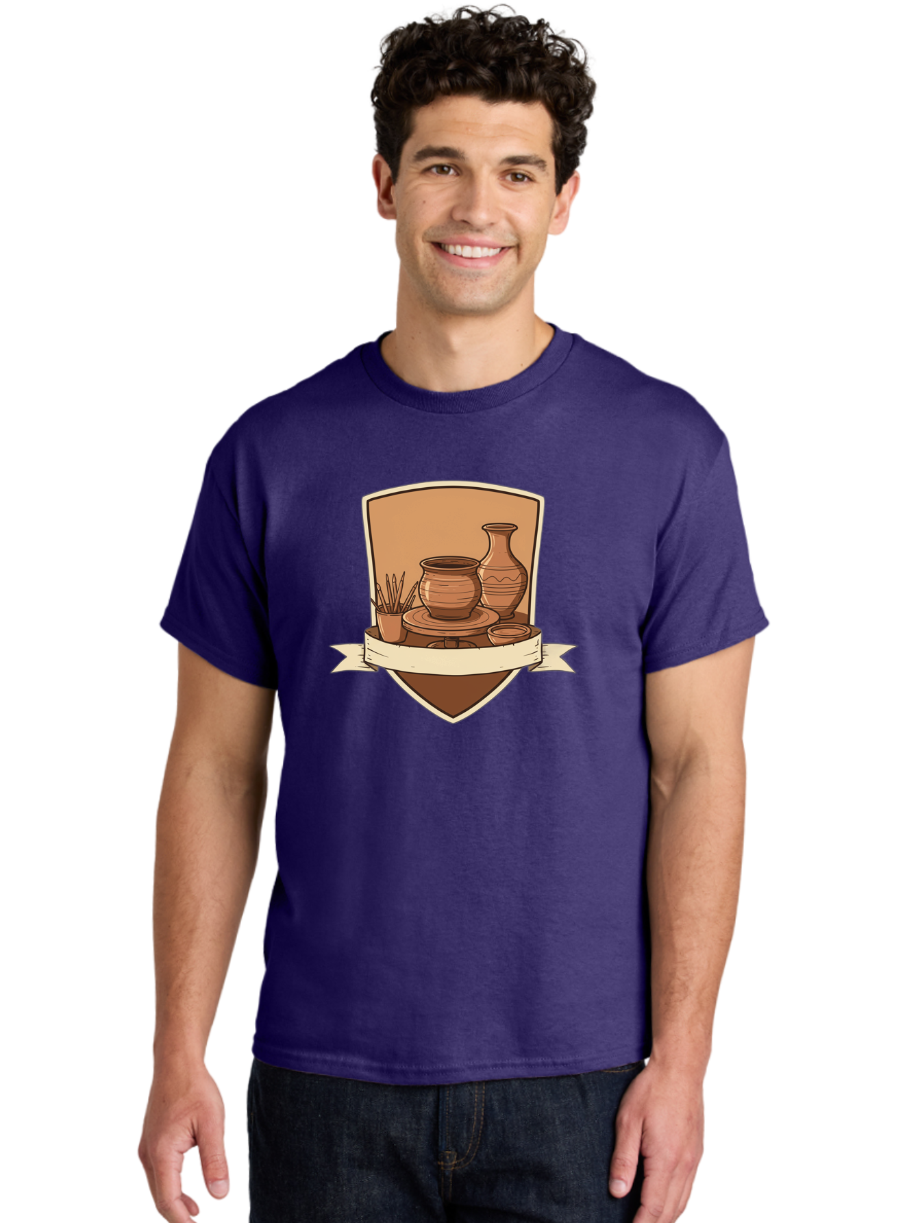 Pottery-1 Men'S Graphic Tee, 100% Cotton, Comfortable Casual Summer Wear, Machine Washable, Pottery, Ceramics, Clay, Handmade, Pottery Wheel, Vase, Pot, Artisanal, Craftsmanship, Earthy Tones, Decorative Art, Creative Expression Bab242