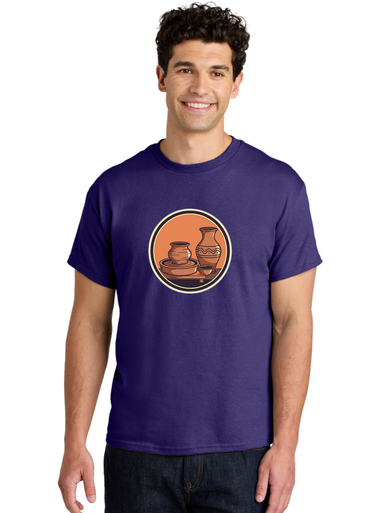 Pottery-2 Men'S Graphic Tee, 100% Cotton, Comfortable Casual Summer Wear, Machine Washable, Handmade Pottery, Clay Vessels, Ceramic Art, Terracotta Pots, Decorative Vase, Pottery Wheel, Traditional Crafts, Earthy Tones Bab243