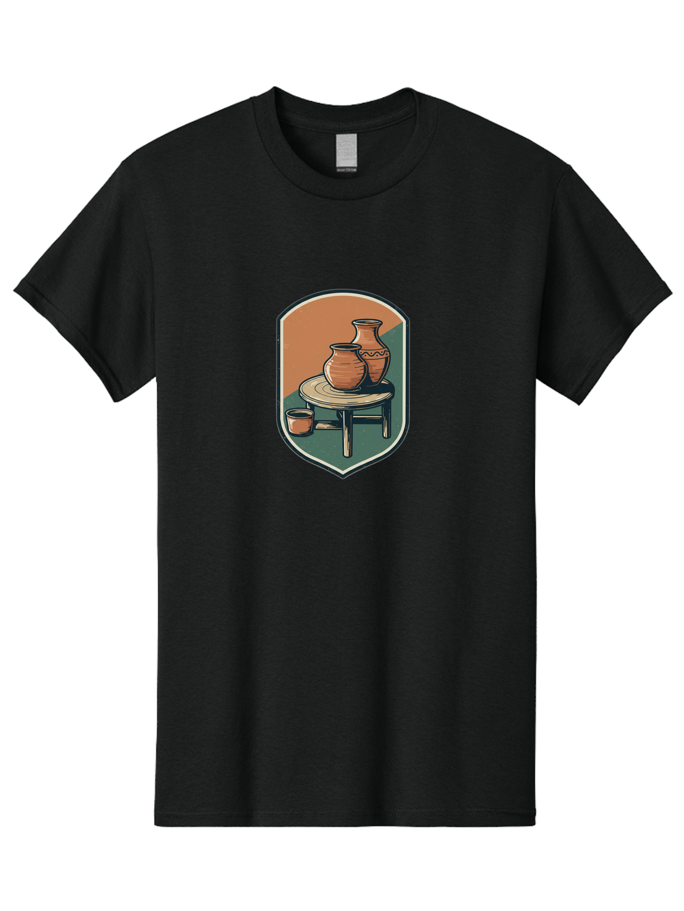 Pottery-On-Table Men'S Graphic Tee, 100% Cotton, Comfortable Casual Summer Wear, Machine Washable, Clay Pots, Earthy Tones, Ceramic Vases, Table Setting, Rustic Charm, Vintage Decor, Pottery, Traditional Craftsmanship, Handmade Ceramics Bab244