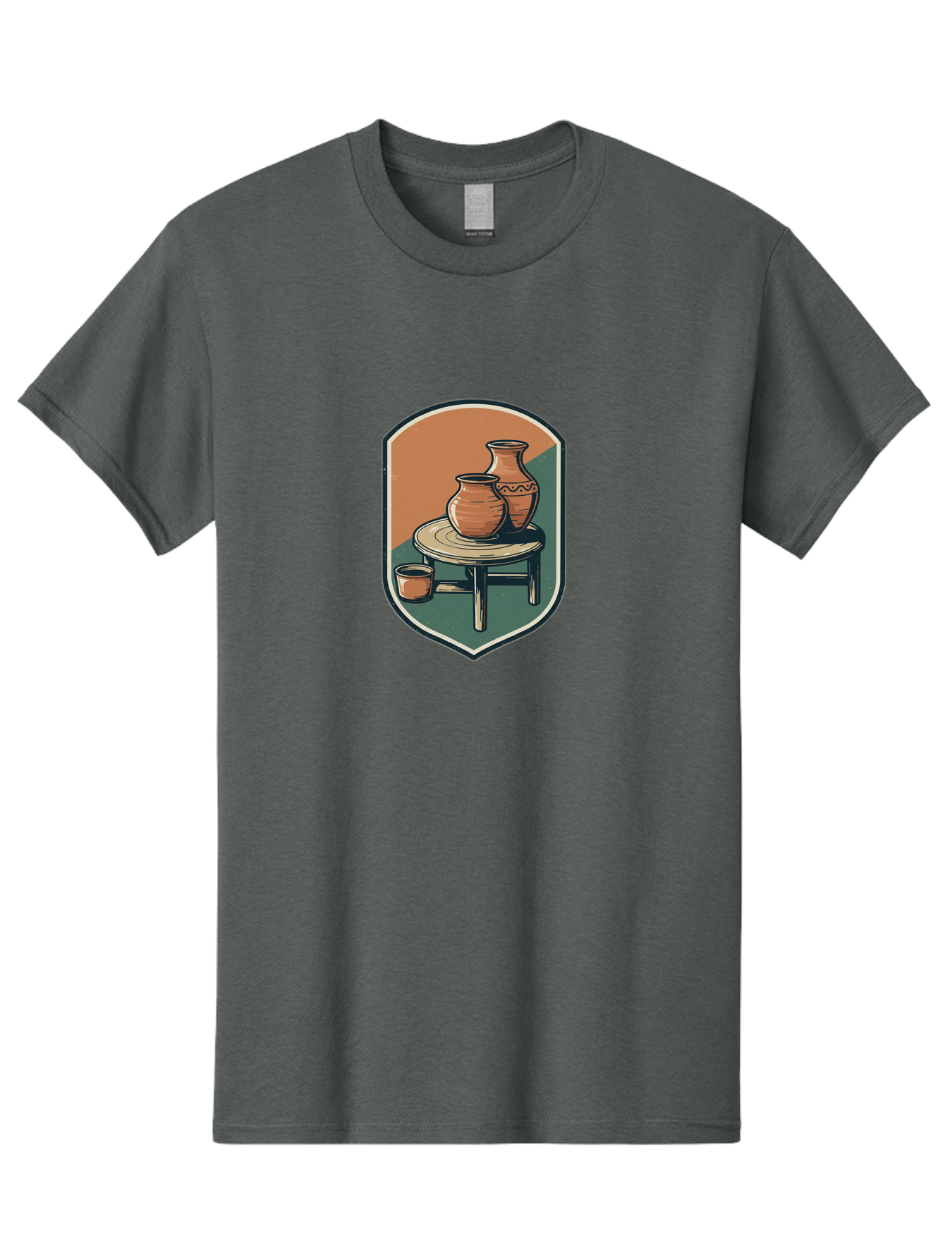 Pottery-On-Table Men'S Graphic Tee, 100% Cotton, Comfortable Casual Summer Wear, Machine Washable, Clay Pots, Earthy Tones, Ceramic Vases, Table Setting, Rustic Charm, Vintage Decor, Pottery, Traditional Craftsmanship, Handmade Ceramics Bab244