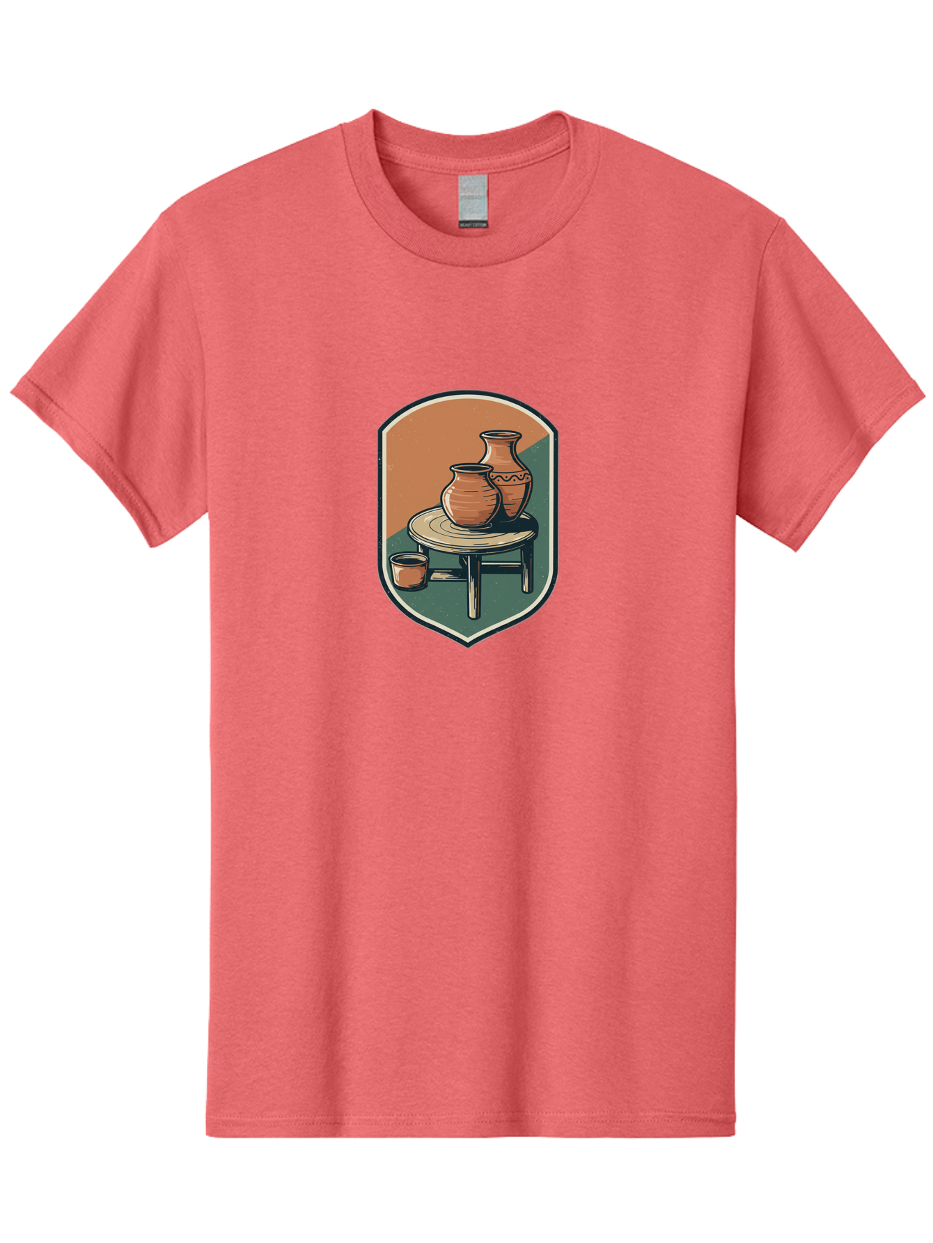 Pottery-On-Table Men'S Graphic Tee, 100% Cotton, Comfortable Casual Summer Wear, Machine Washable, Clay Pots, Earthy Tones, Ceramic Vases, Table Setting, Rustic Charm, Vintage Decor, Pottery, Traditional Craftsmanship, Handmade Ceramics Bab244
