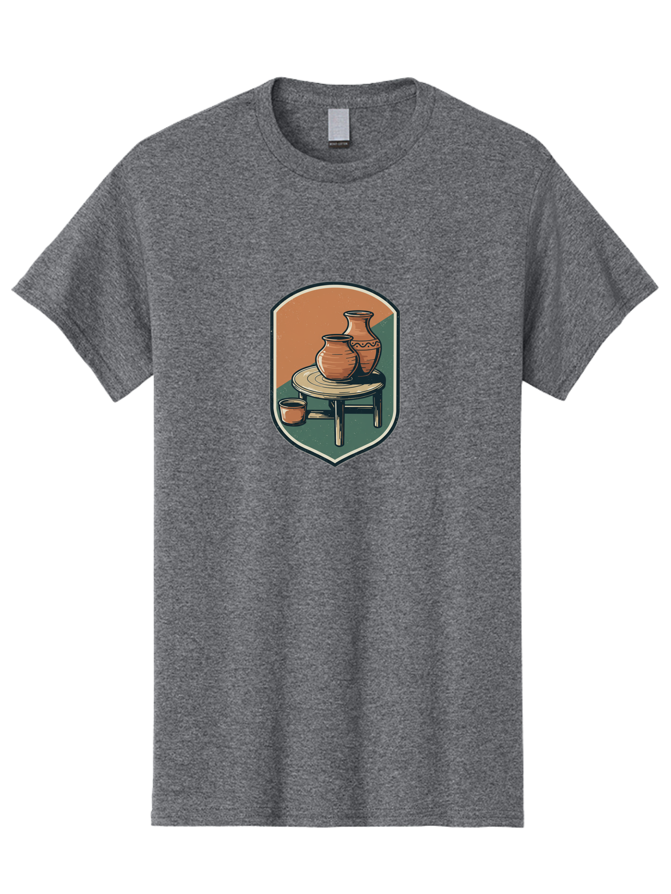 Pottery-On-Table Men'S Graphic Tee, 100% Cotton, Comfortable Casual Summer Wear, Machine Washable, Clay Pots, Earthy Tones, Ceramic Vases, Table Setting, Rustic Charm, Vintage Decor, Pottery, Traditional Craftsmanship, Handmade Ceramics Bab244