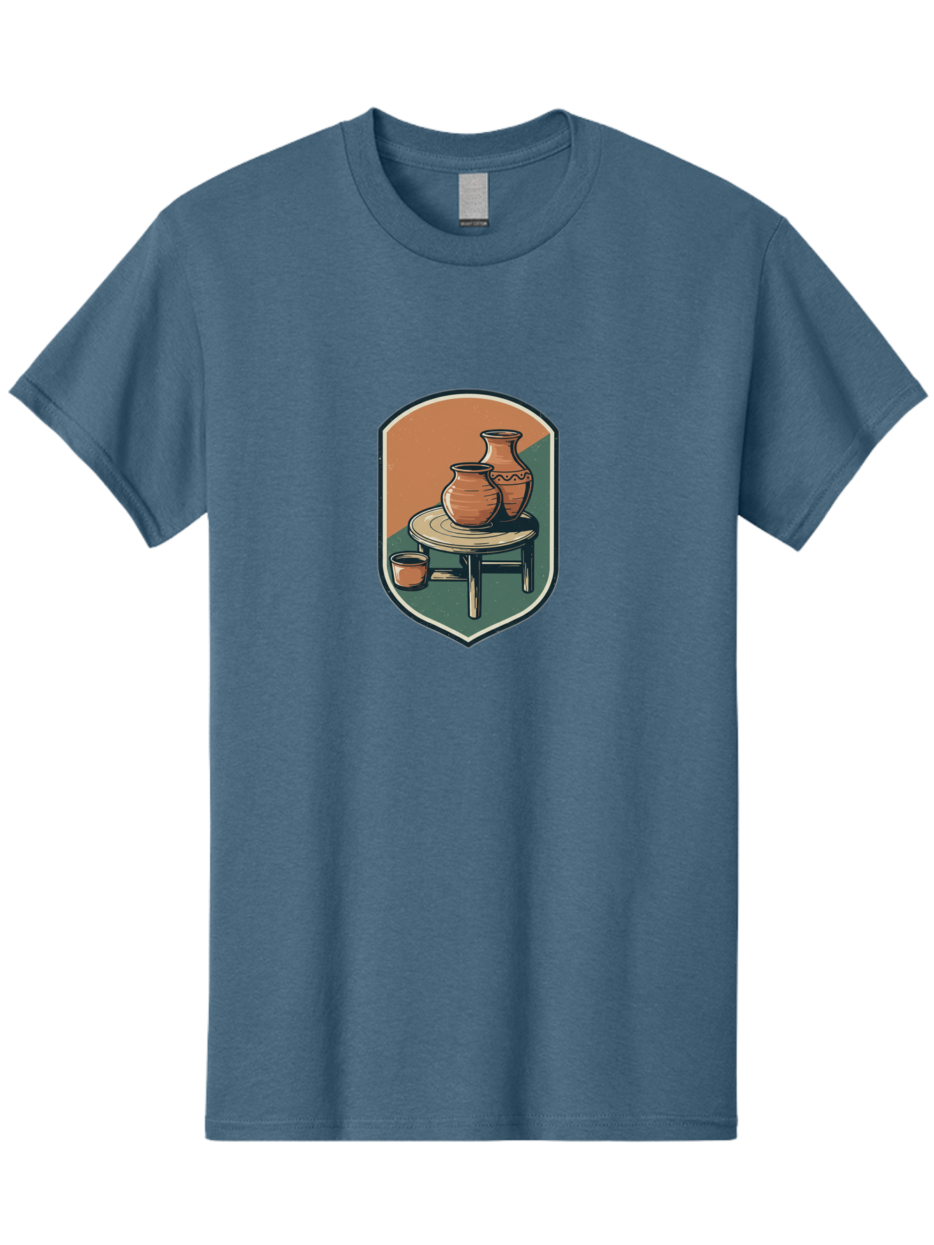 Pottery-On-Table Men'S Graphic Tee, 100% Cotton, Comfortable Casual Summer Wear, Machine Washable, Clay Pots, Earthy Tones, Ceramic Vases, Table Setting, Rustic Charm, Vintage Decor, Pottery, Traditional Craftsmanship, Handmade Ceramics Bab244