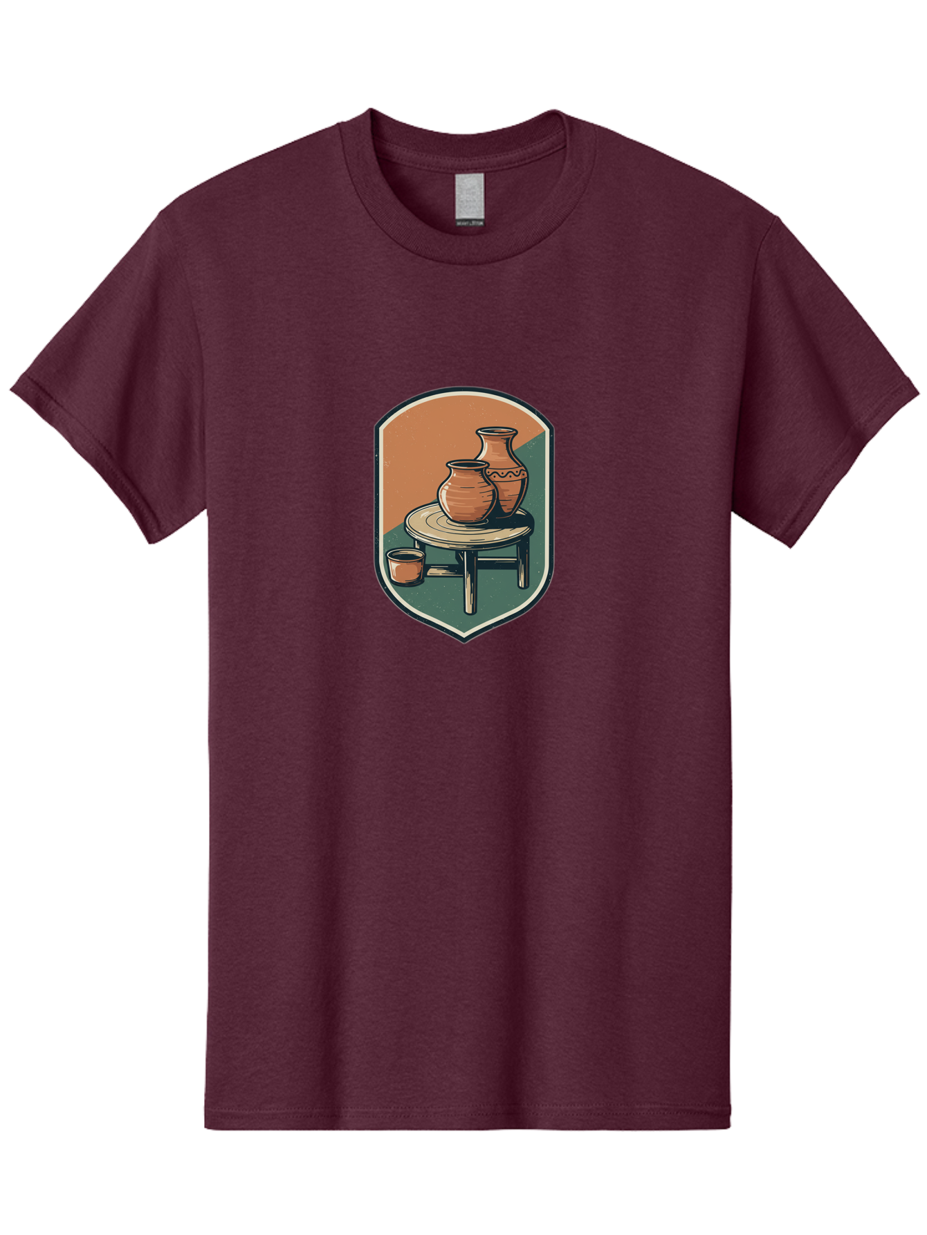 Pottery-On-Table Men'S Graphic Tee, 100% Cotton, Comfortable Casual Summer Wear, Machine Washable, Clay Pots, Earthy Tones, Ceramic Vases, Table Setting, Rustic Charm, Vintage Decor, Pottery, Traditional Craftsmanship, Handmade Ceramics Bab244