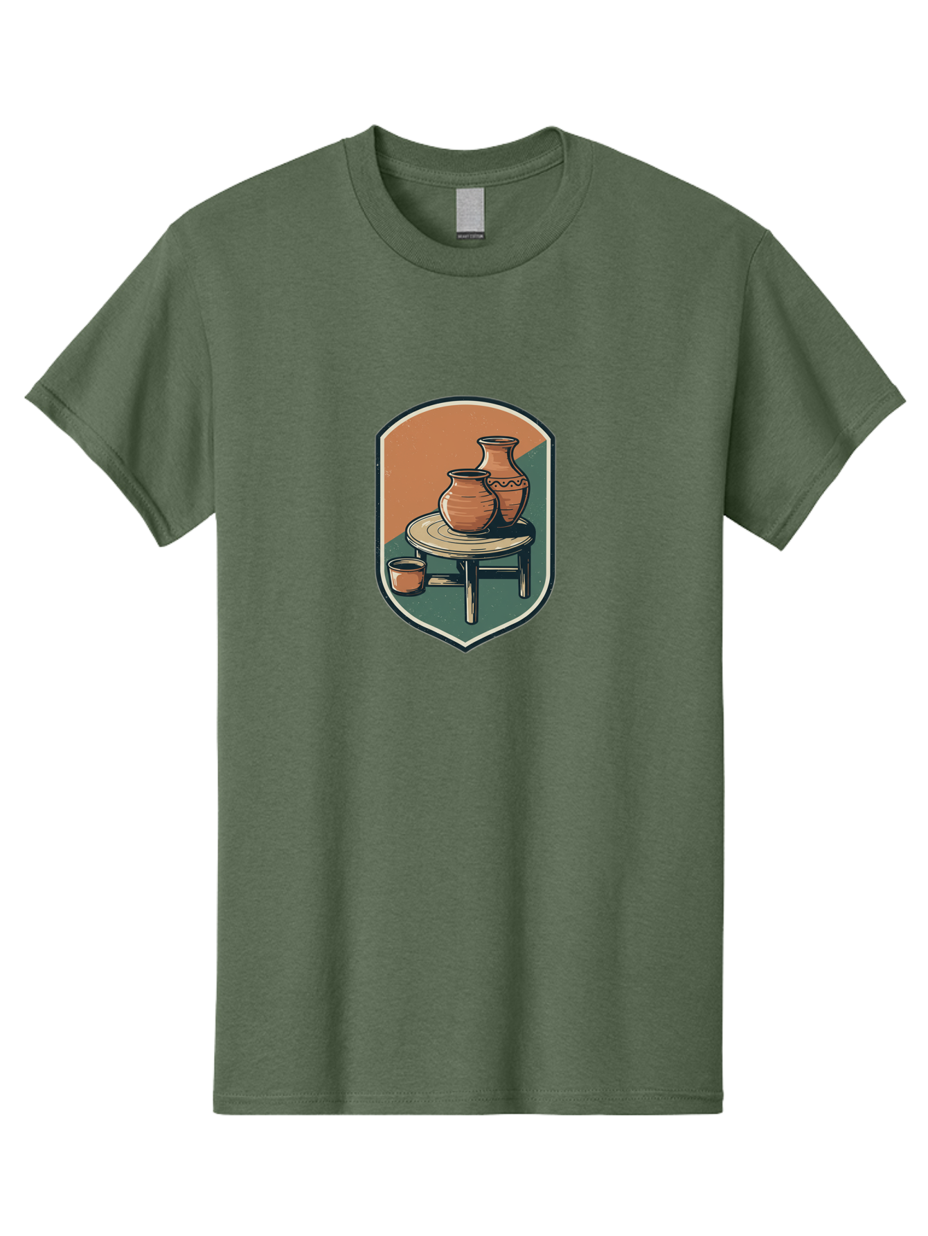 Pottery-On-Table Men'S Graphic Tee, 100% Cotton, Comfortable Casual Summer Wear, Machine Washable, Clay Pots, Earthy Tones, Ceramic Vases, Table Setting, Rustic Charm, Vintage Decor, Pottery, Traditional Craftsmanship, Handmade Ceramics Bab244