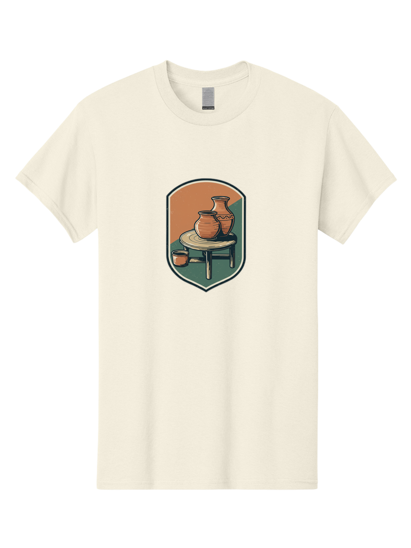Pottery-On-Table Men'S Graphic Tee, 100% Cotton, Comfortable Casual Summer Wear, Machine Washable, Clay Pots, Earthy Tones, Ceramic Vases, Table Setting, Rustic Charm, Vintage Decor, Pottery, Traditional Craftsmanship, Handmade Ceramics Bab244