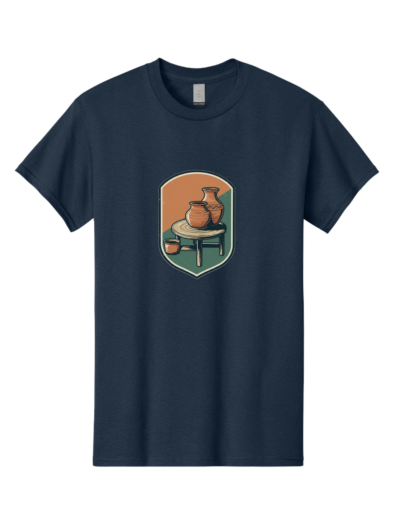 Pottery-On-Table Men'S Graphic Tee, 100% Cotton, Comfortable Casual Summer Wear, Machine Washable, Clay Pots, Earthy Tones, Ceramic Vases, Table Setting, Rustic Charm, Vintage Decor, Pottery, Traditional Craftsmanship, Handmade Ceramics Bab244