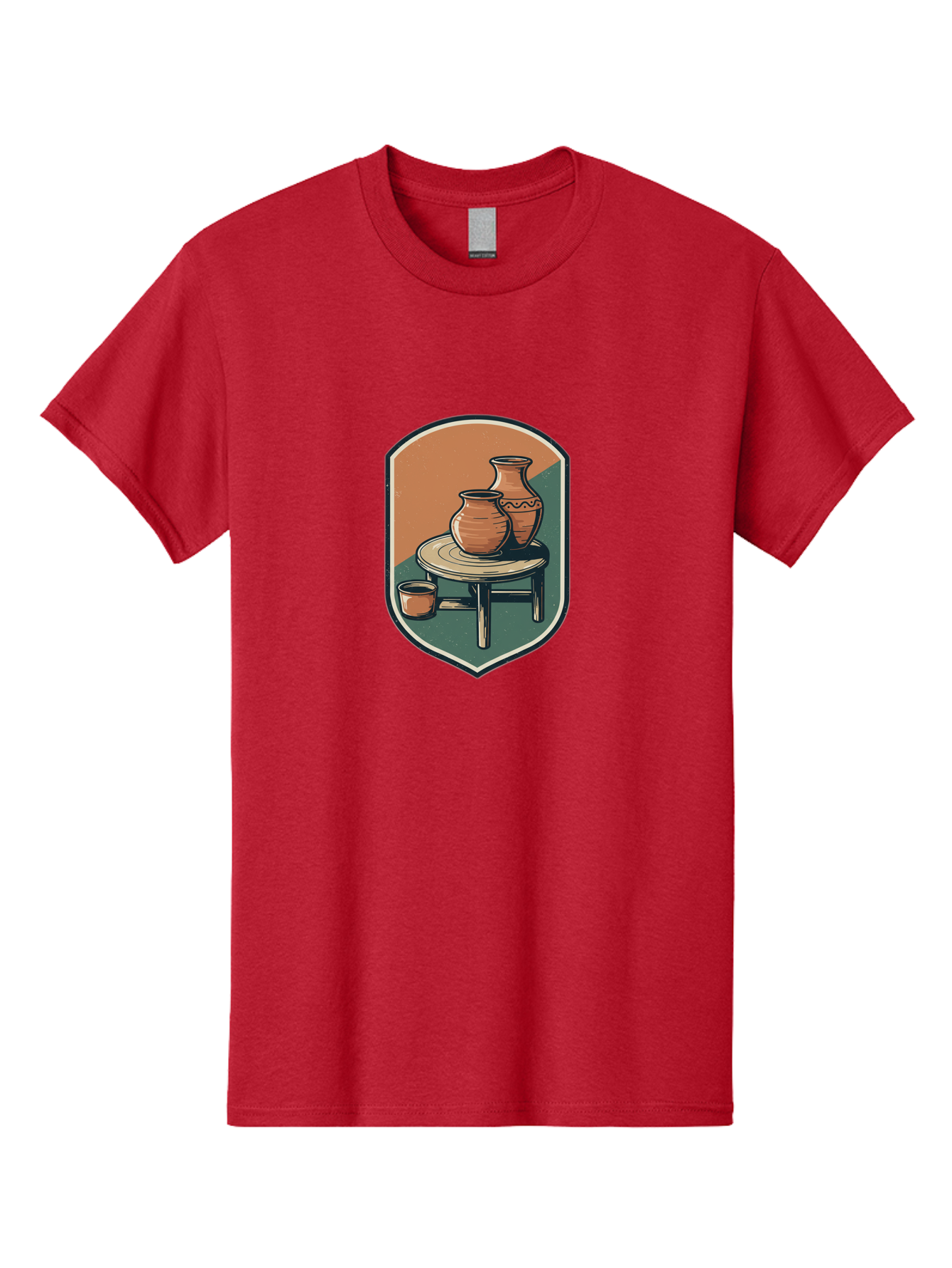 Pottery-On-Table Men'S Graphic Tee, 100% Cotton, Comfortable Casual Summer Wear, Machine Washable, Clay Pots, Earthy Tones, Ceramic Vases, Table Setting, Rustic Charm, Vintage Decor, Pottery, Traditional Craftsmanship, Handmade Ceramics Bab244
