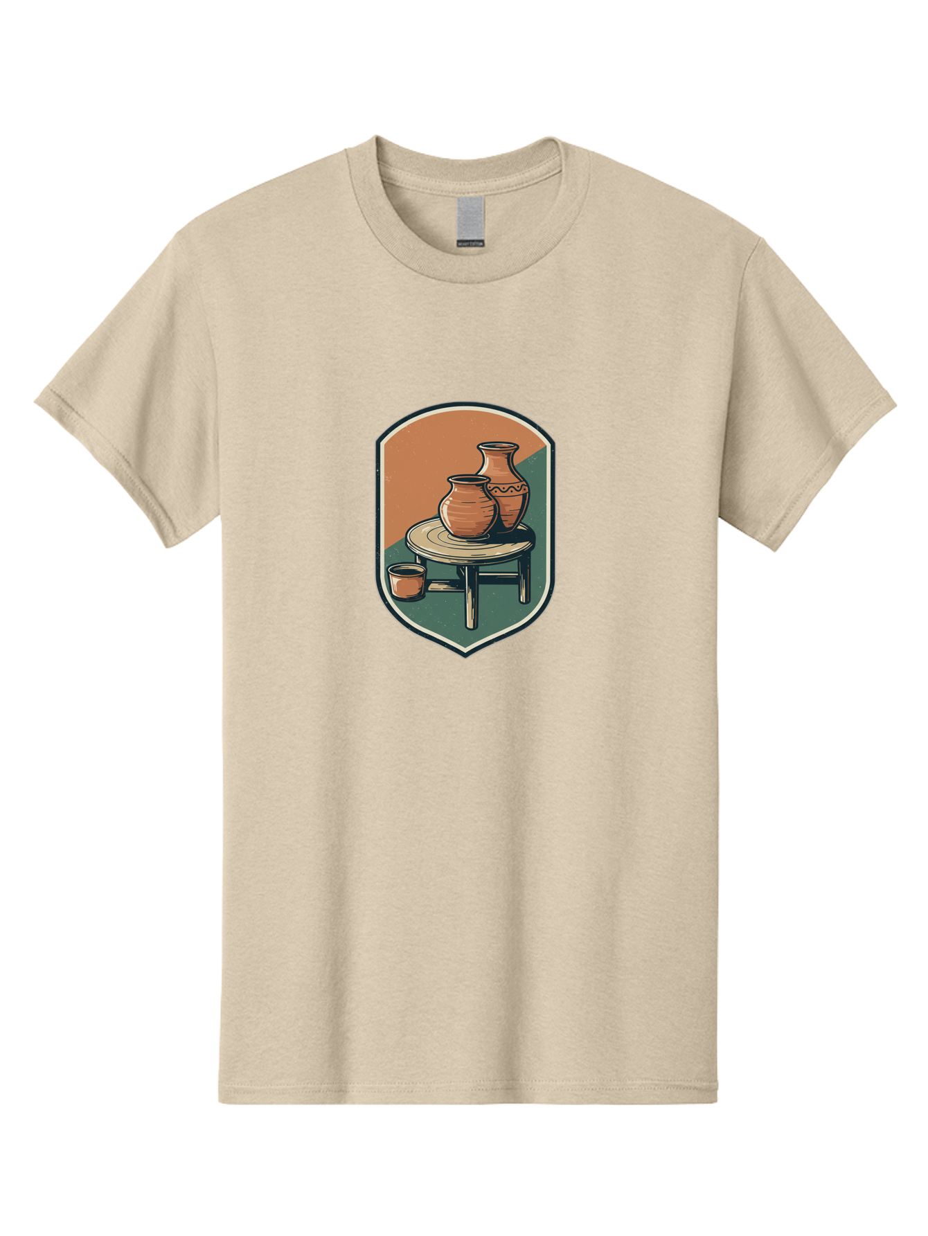 Pottery-On-Table Men'S Graphic Tee, 100% Cotton, Comfortable Casual Summer Wear, Machine Washable, Clay Pots, Earthy Tones, Ceramic Vases, Table Setting, Rustic Charm, Vintage Decor, Pottery, Traditional Craftsmanship, Handmade Ceramics Bab244