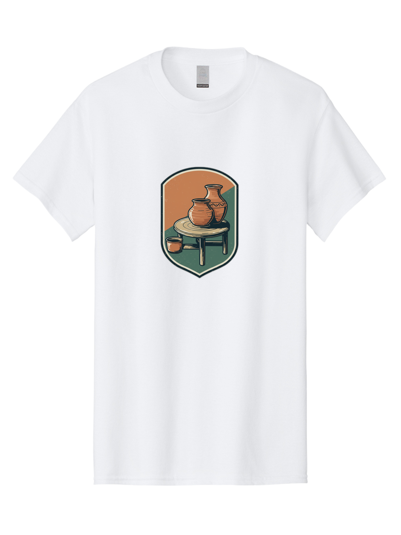 Pottery-On-Table Men'S Graphic Tee, 100% Cotton, Comfortable Casual Summer Wear, Machine Washable, Clay Pots, Earthy Tones, Ceramic Vases, Table Setting, Rustic Charm, Vintage Decor, Pottery, Traditional Craftsmanship, Handmade Ceramics Bab244