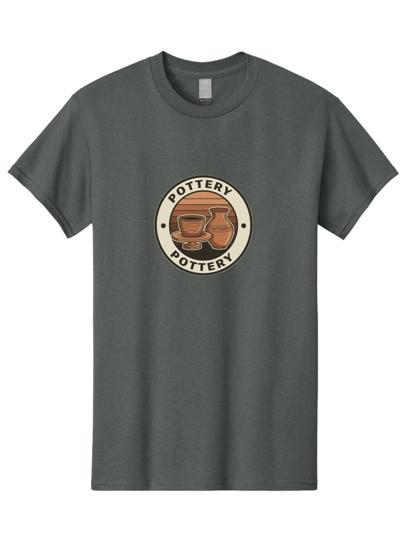 Pottery-Pottery Men'S Graphic Tee, 100% Cotton, Comfortable Casual Summer Wear, Machine Washable, Handmade Ceramics, Clay Pottery, Decorative Vases, Pottery Wheel, Ceramic Art, Brown Pottery, Pottery Designs, Handcrafted Pottery, Bab245