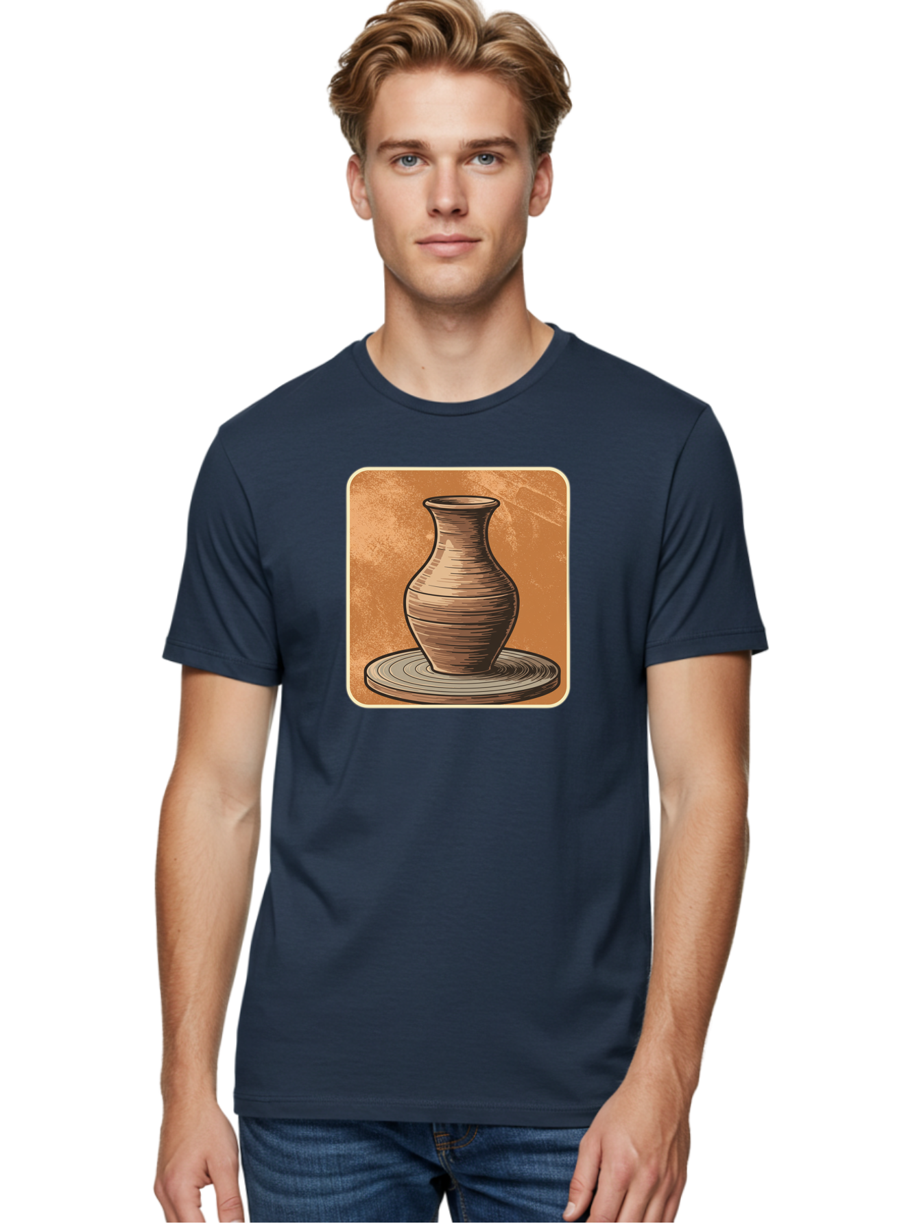 Pottery-Vase Men'S Graphic Tee, 100% Cotton, Comfortable Casual Summer Wear, Machine Washable, Pottery Wheel, Clay Vase, Handmade Ceramics, Artisanal Craftsmanship, Traditional Pottery, Earthenware, Terracotta, Pottery Making, Clay Modeling, Bab246
