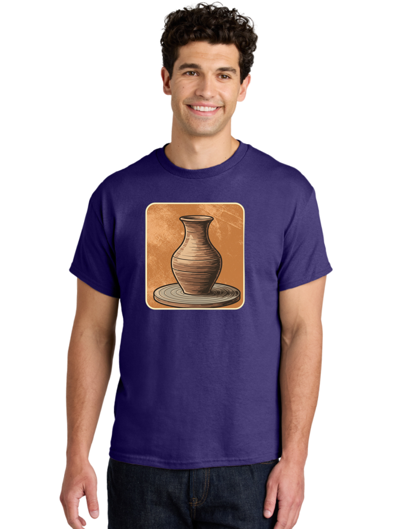 Pottery-Vase Men'S Graphic Tee, 100% Cotton, Comfortable Casual Summer Wear, Machine Washable, Pottery Wheel, Clay Vase, Handmade Ceramics, Artisanal Craftsmanship, Traditional Pottery, Earthenware, Terracotta, Pottery Making, Clay Modeling, Bab246