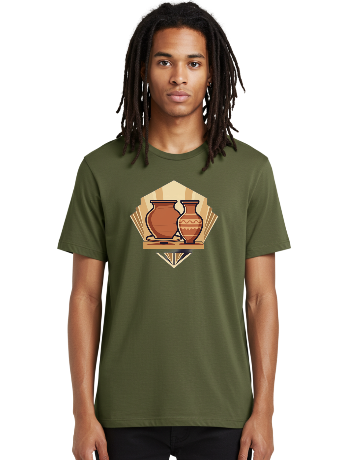 Pottery-Vases-1 Men'S Graphic Tee, 100% Cotton, Comfortable Casual Summer Wear, Machine Washable, Clay Pottery, Terracotta Vases, Decorative Pots, Traditional Ceramics, Handcrafted Art, Earthy Tones, Cultural Heritage, Artisanal Craftsmanship Bab247