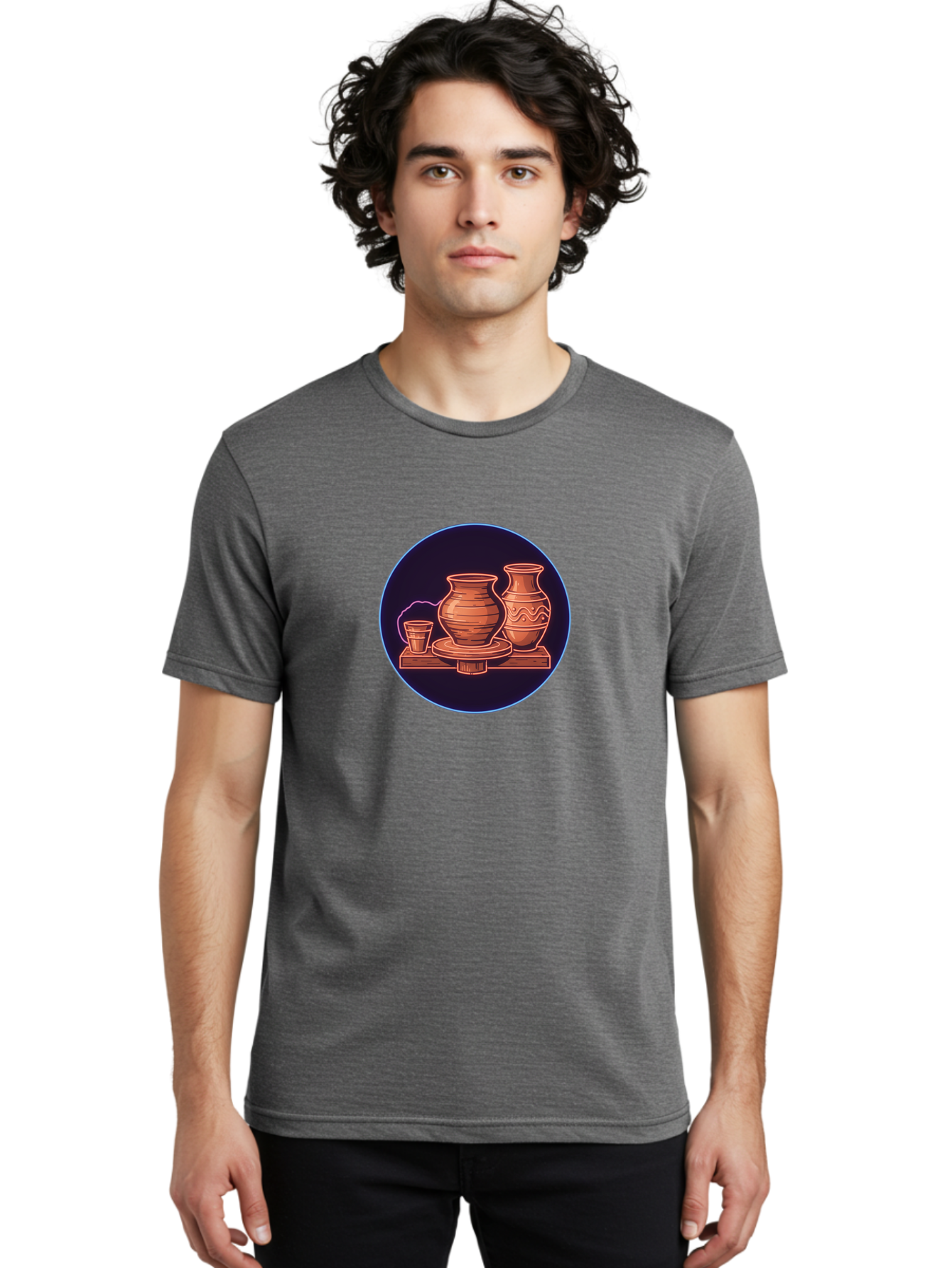 Pottery-Vases Men'S Graphic Tee, 100% Cotton, Comfortable Casual Summer Wear, Machine Washable, Clay Pots, Pottery, Ceramic Vases, Handcrafted Ceramics, Traditional Craftsmanship, Earthy Tones, Pottery Wheel, Rustic Charm, Cultural Heritage Bab248