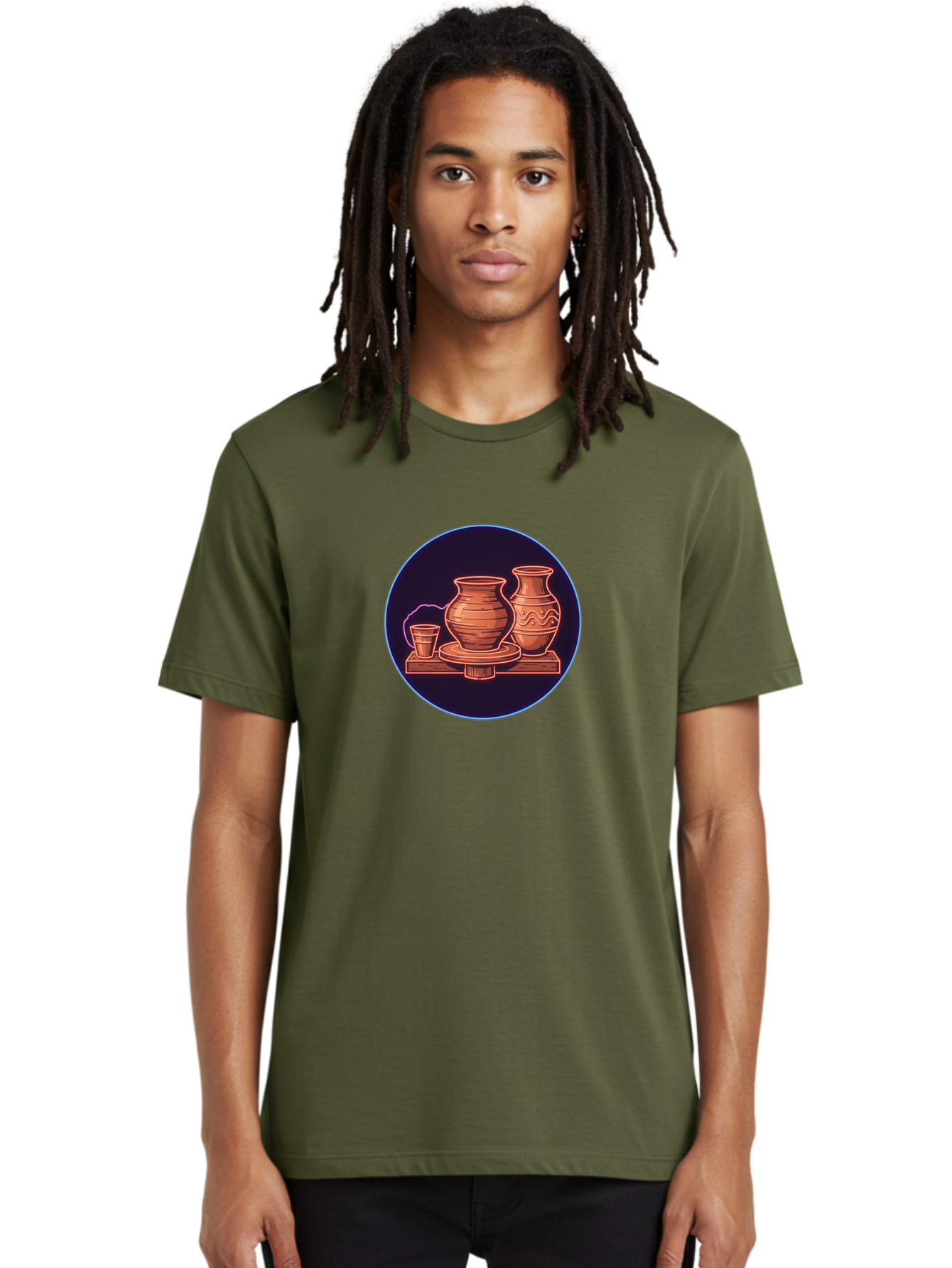 Pottery-Vases Men'S Graphic Tee, 100% Cotton, Comfortable Casual Summer Wear, Machine Washable, Clay Pots, Pottery, Ceramic Vases, Handcrafted Ceramics, Traditional Craftsmanship, Earthy Tones, Pottery Wheel, Rustic Charm, Cultural Heritage Bab248