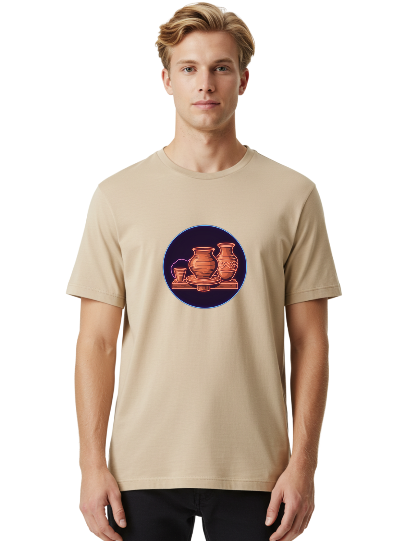 Pottery-Vases Men'S Graphic Tee, 100% Cotton, Comfortable Casual Summer Wear, Machine Washable, Clay Pots, Pottery, Ceramic Vases, Handcrafted Ceramics, Traditional Craftsmanship, Earthy Tones, Pottery Wheel, Rustic Charm, Cultural Heritage Bab248