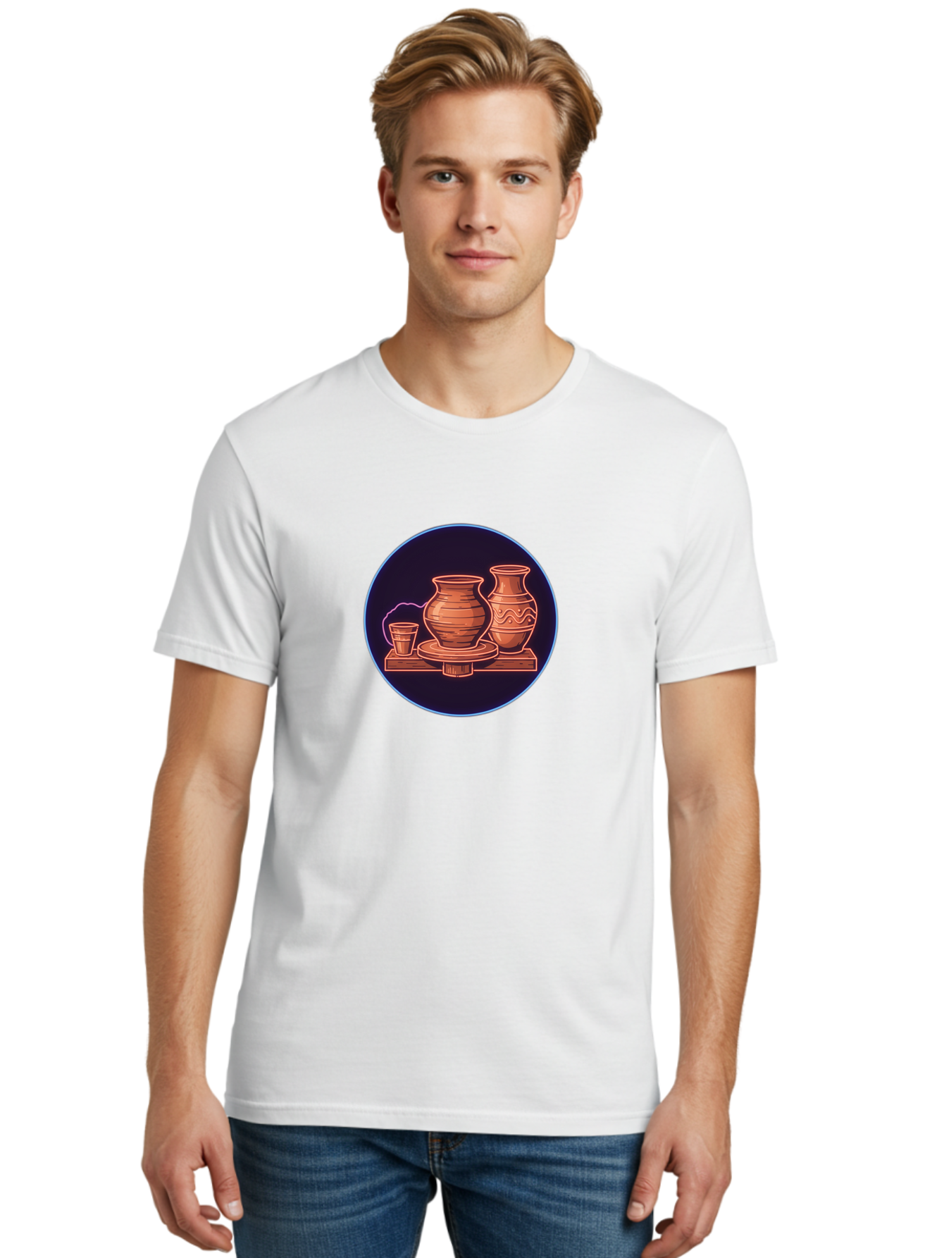 Pottery-Vases Men'S Graphic Tee, 100% Cotton, Comfortable Casual Summer Wear, Machine Washable, Clay Pots, Pottery, Ceramic Vases, Handcrafted Ceramics, Traditional Craftsmanship, Earthy Tones, Pottery Wheel, Rustic Charm, Cultural Heritage Bab248