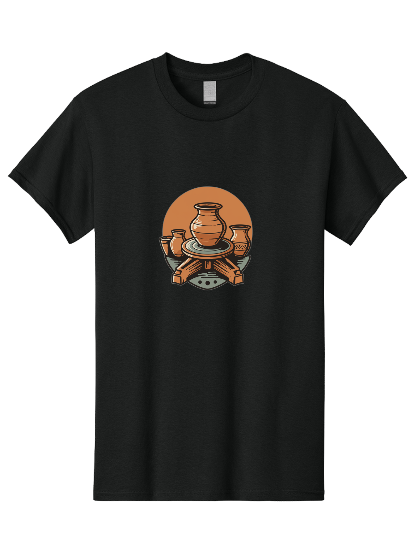 Pottery-Wheel-1 Men'S Graphic Tee, 100% Cotton, Comfortable Casual Summer Wear, Machine Washable, Pottery Wheel, Clay Pot, Ceramic Art, Handmade Crafts, Traditional Pottery, Potter'S Wheel In Action, Clay Modeling, Artisanal Crafts Bab249